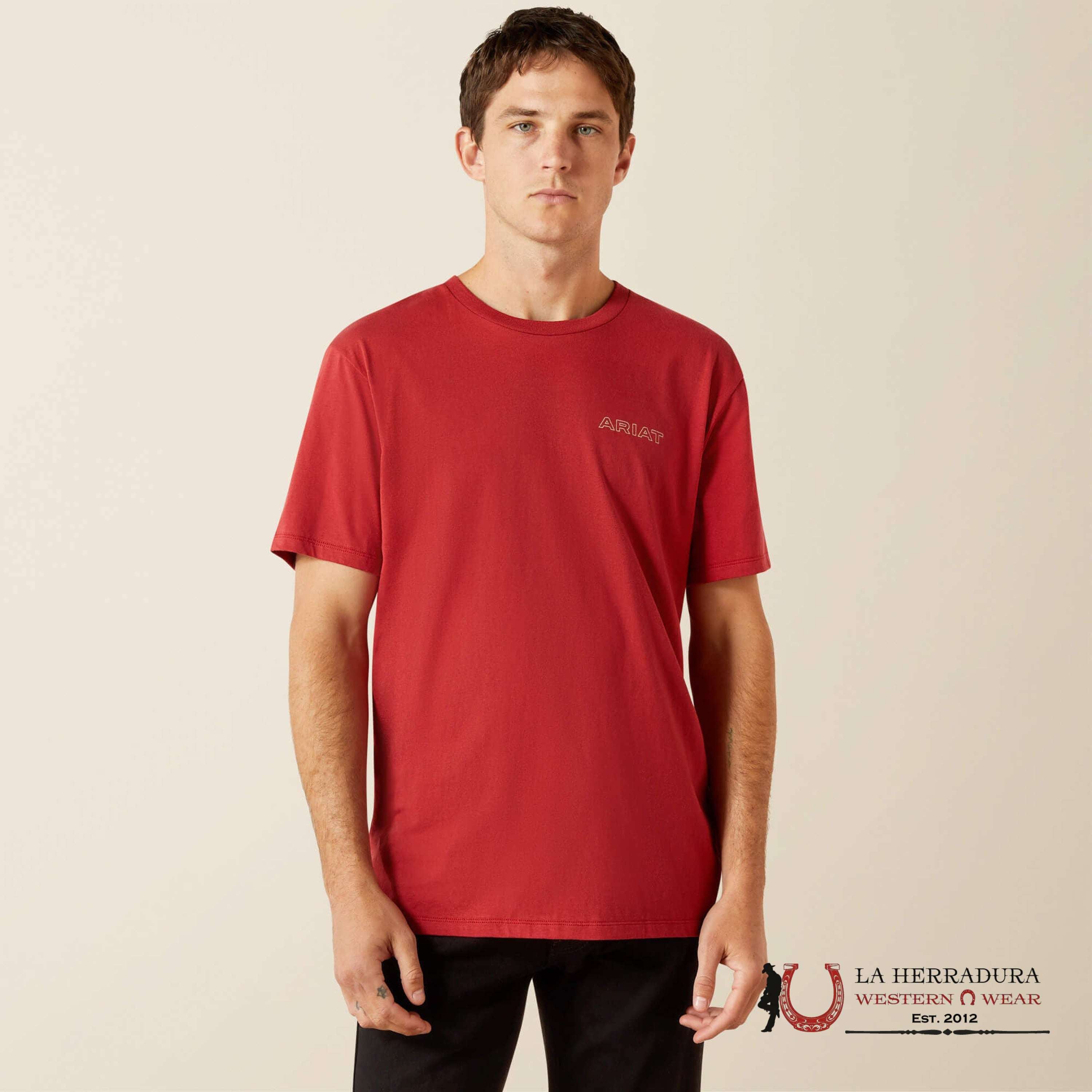 ARIAT MEN PATRIOT BUFFALO COIN T SHIRT BRICK RED 10062419 ROPA HOMBRES