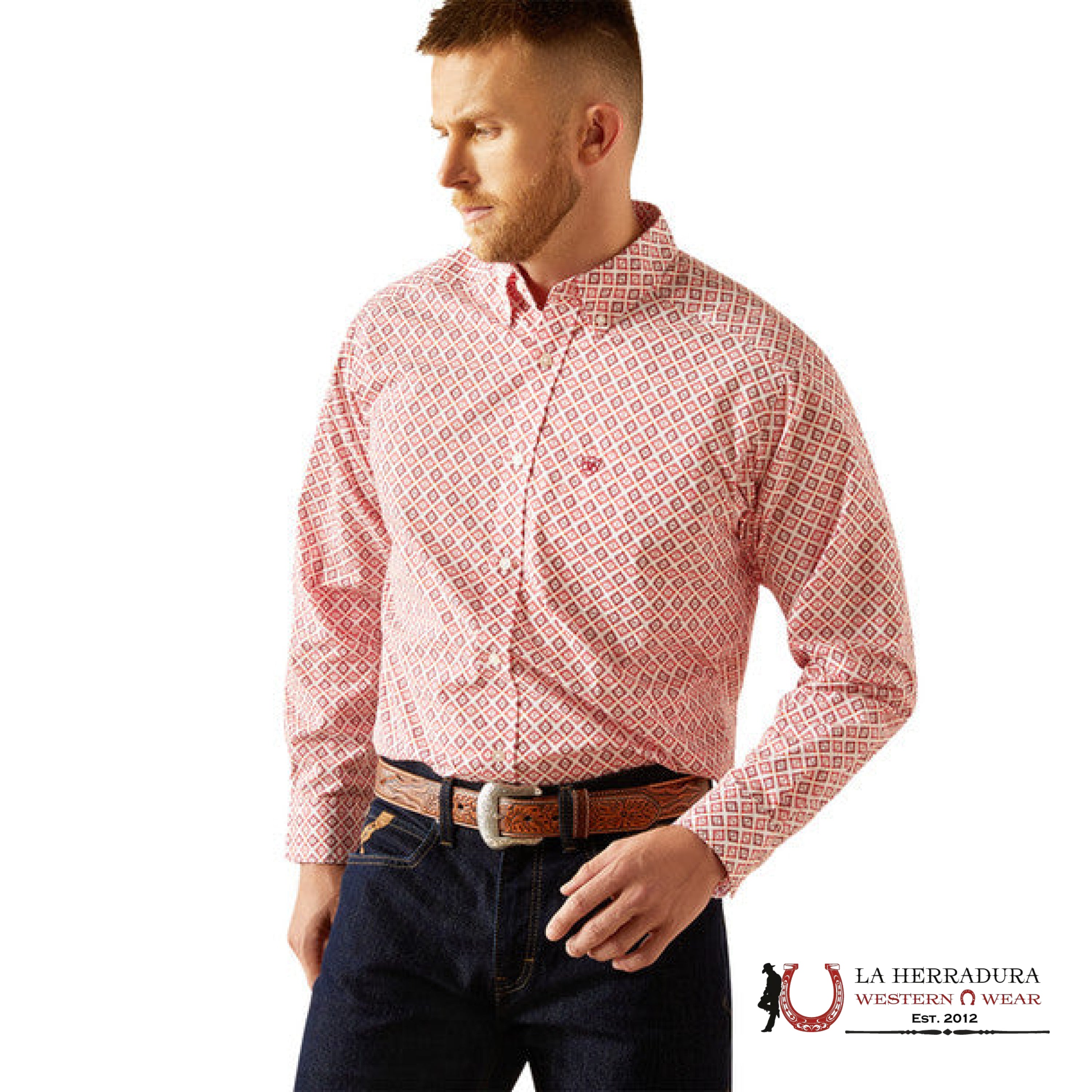 ARIAT MEN SAYLOR LS SHRT ORANGE 8966 ROPA HOMBRES