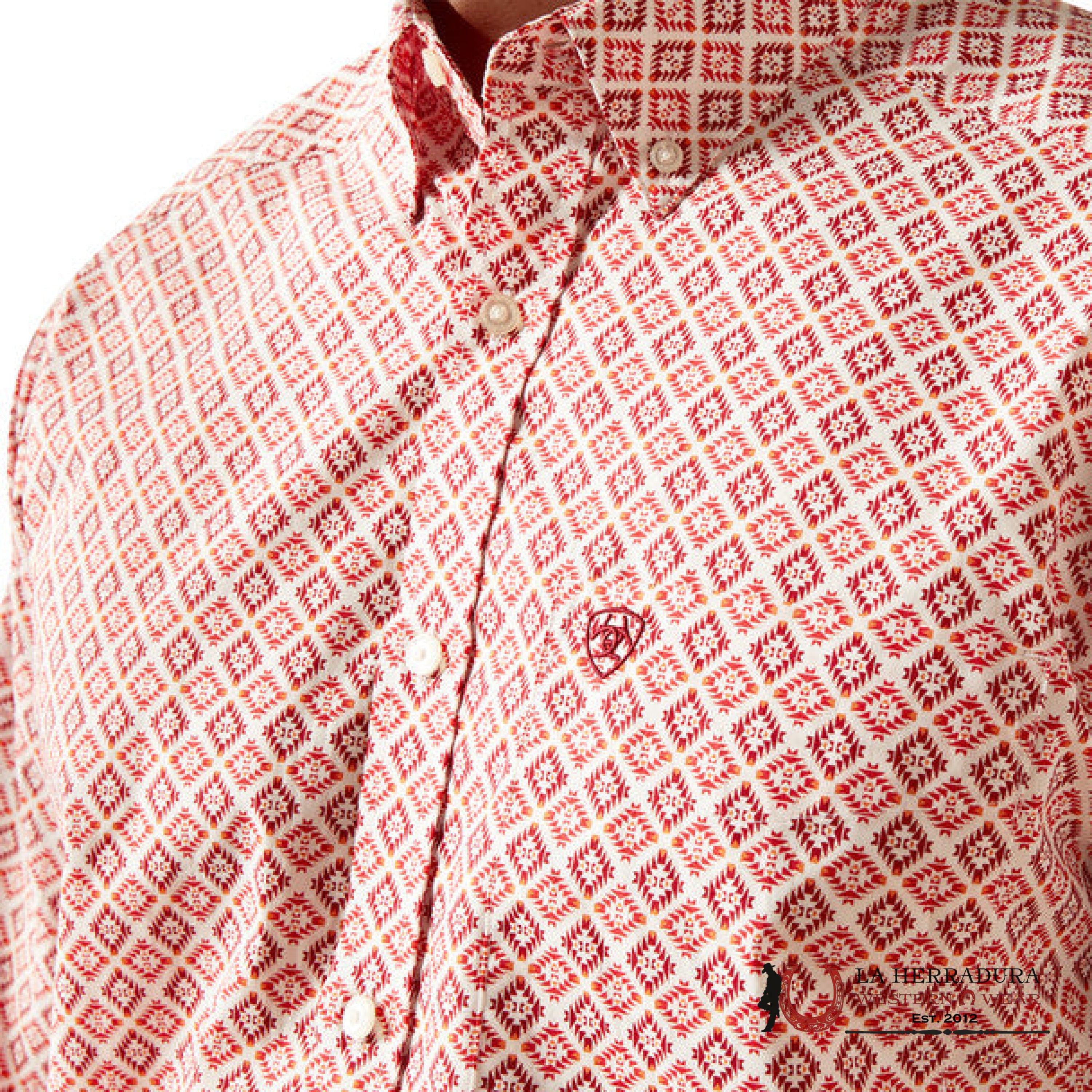 ARIAT MEN SAYLOR LS SHRT ORANGE 8966 ROPA HOMBRES