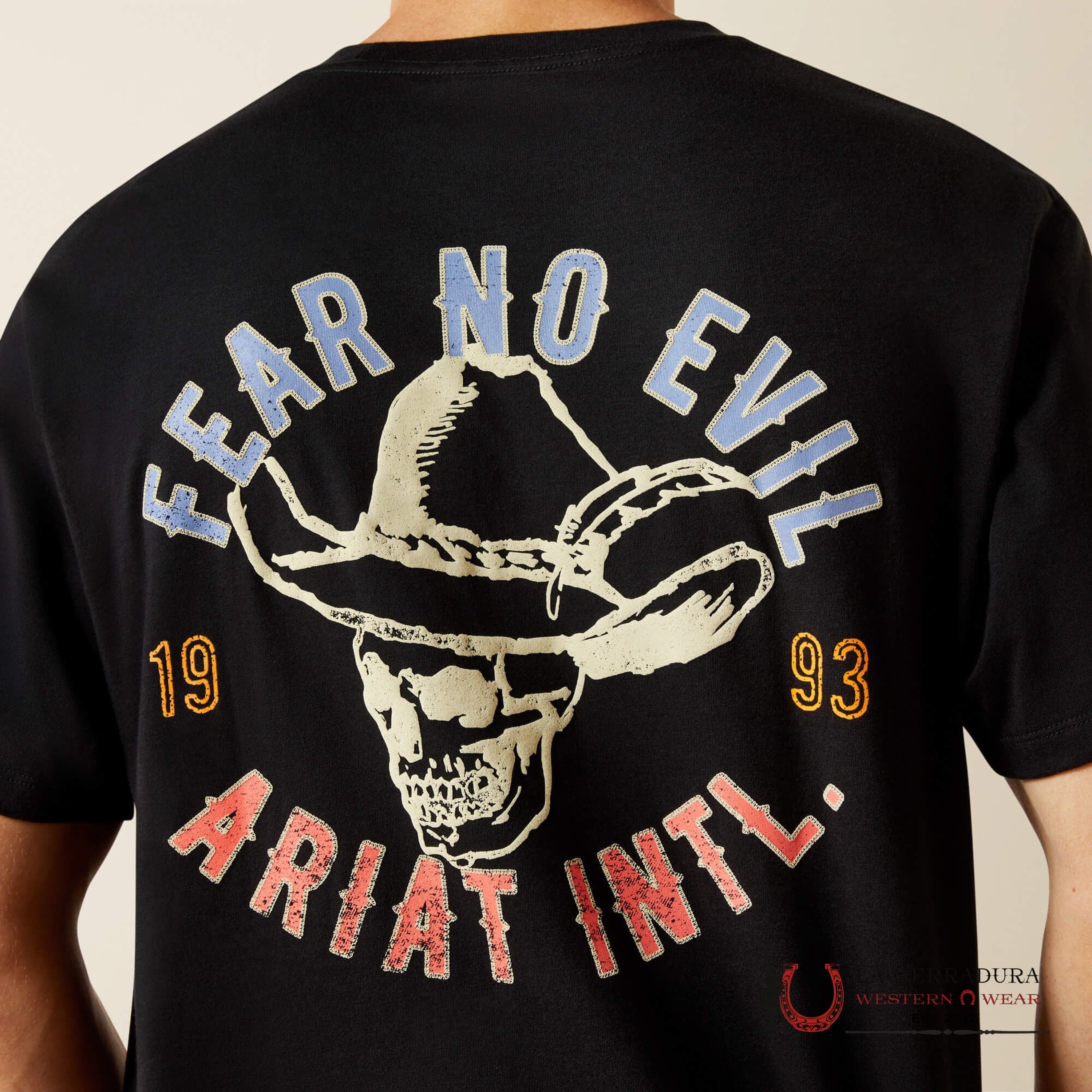 ARIAT MEN STITCHED SKULL T SHIRT BLACK 10062423 ROPA HOMBRES