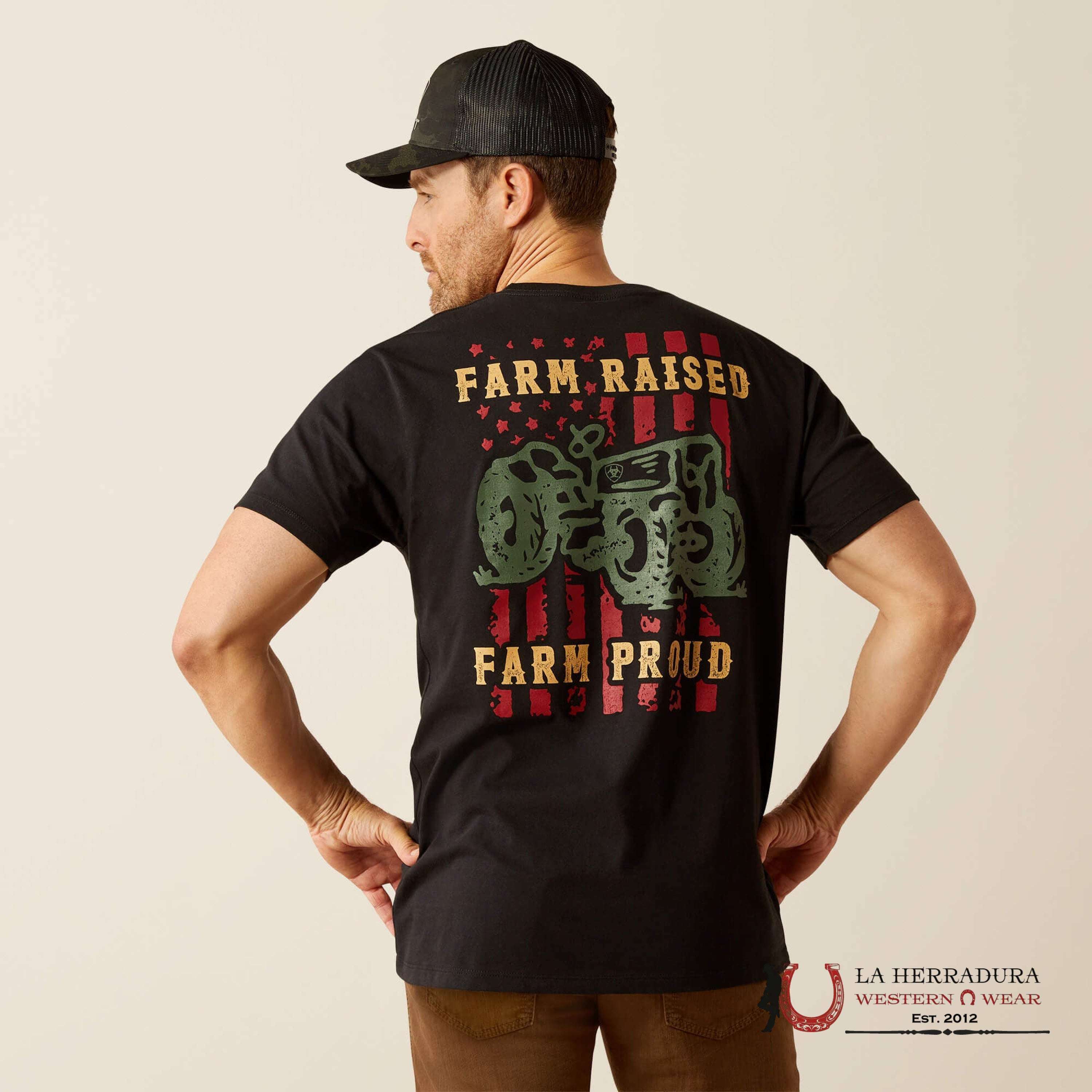 ARIAT MEN T-SHIRT FARM RAISED BLACK 10053999 ROPA HOMBRES