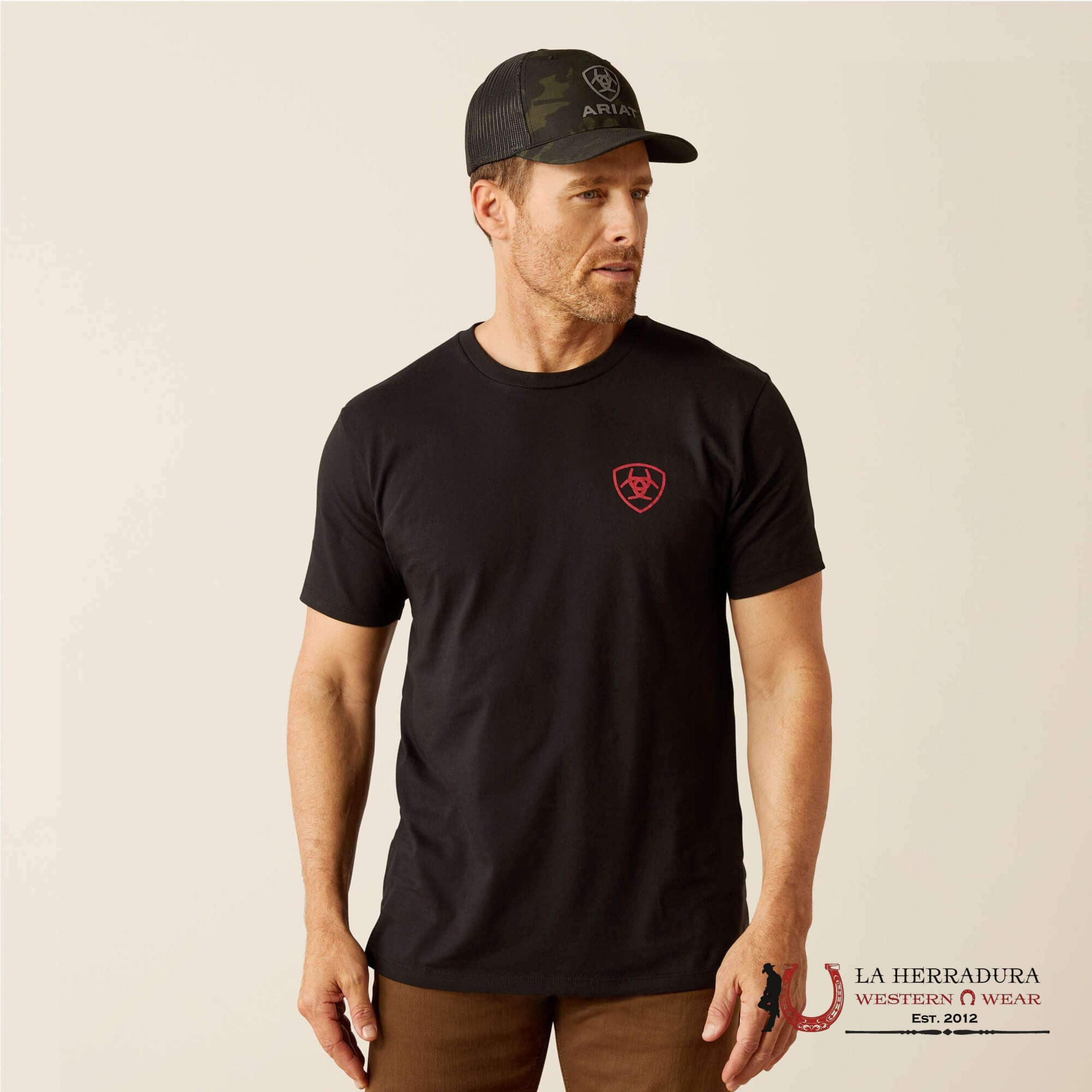 ARIAT MEN T-SHIRT FARM RAISED BLACK 10053999 ROPA HOMBRES