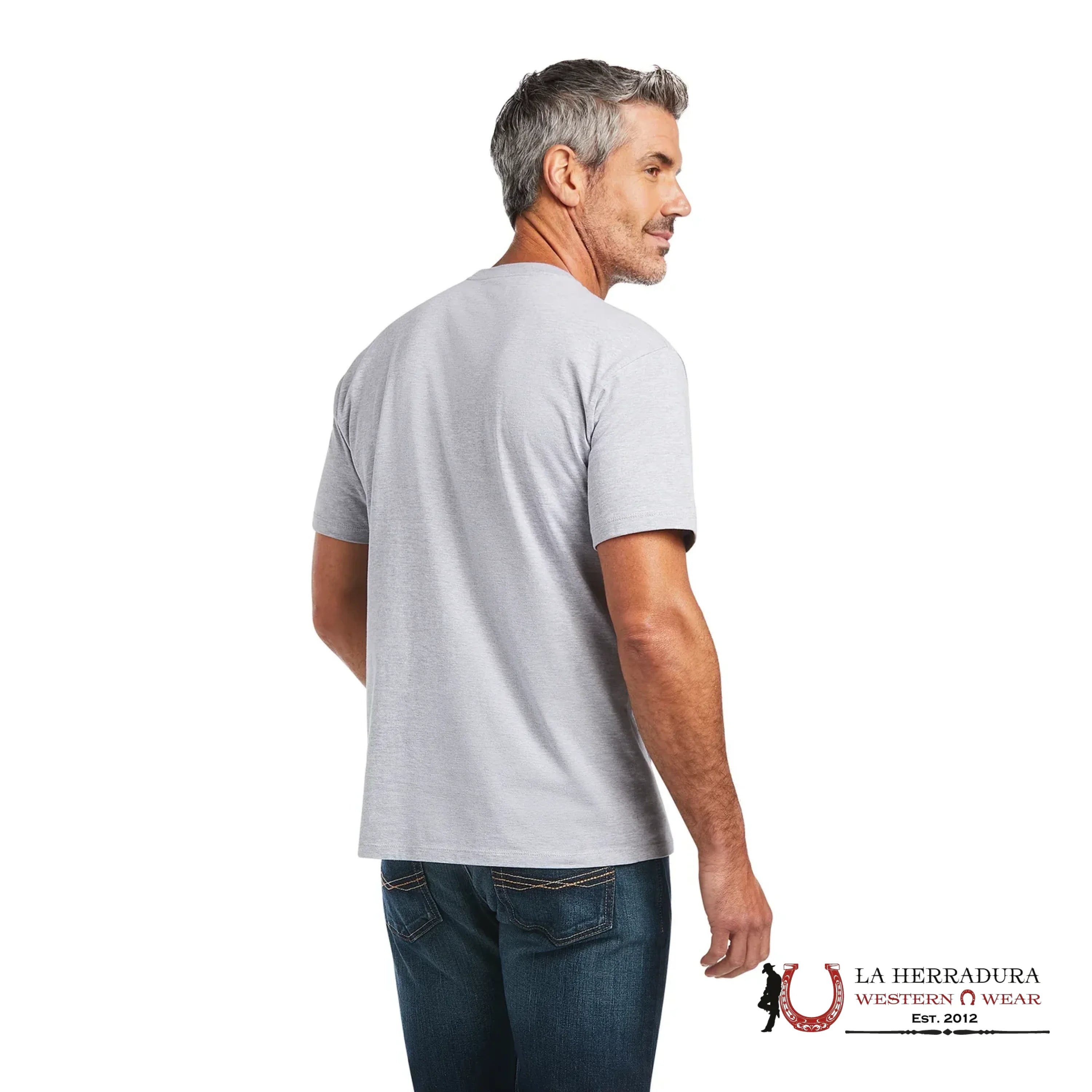 ARIAT MEN T-SHIRT HIBISCUS ATHLETIC HEATHER 10039933 ROPA HOMBRES