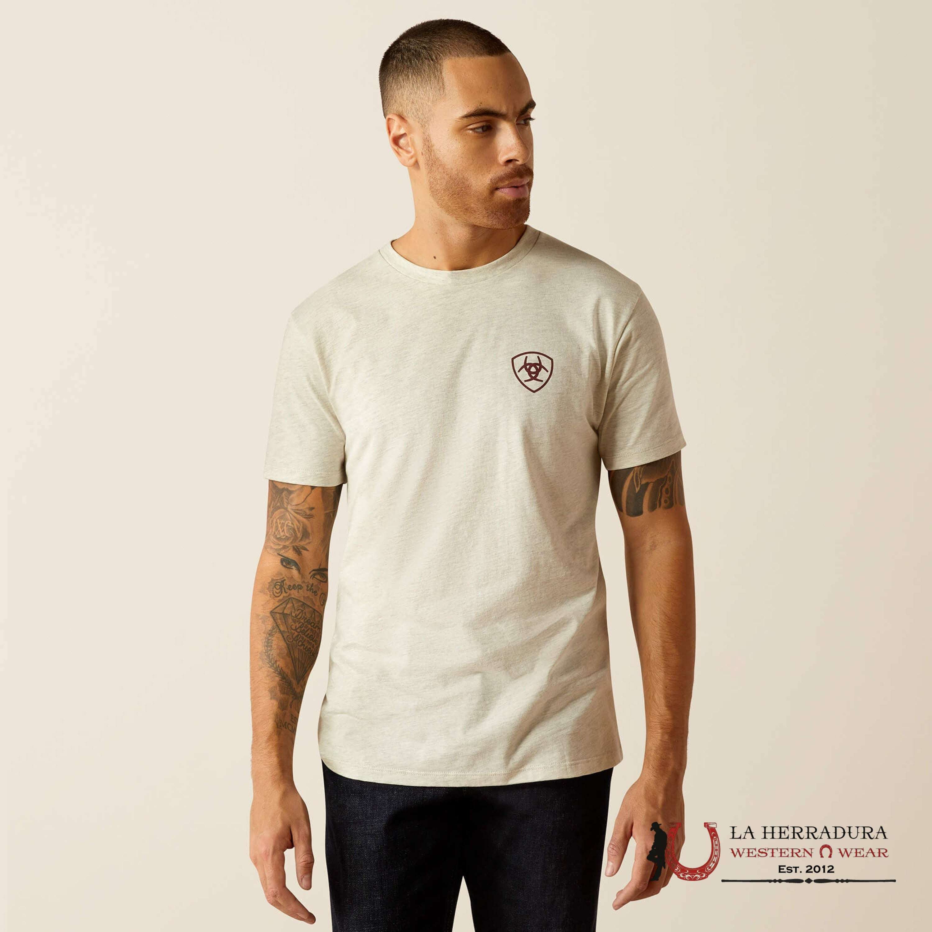ARIAT MEN T-SHIRT RODEO PROUD OATMEAL HEATHER 10052507 ROPA HOMBRES