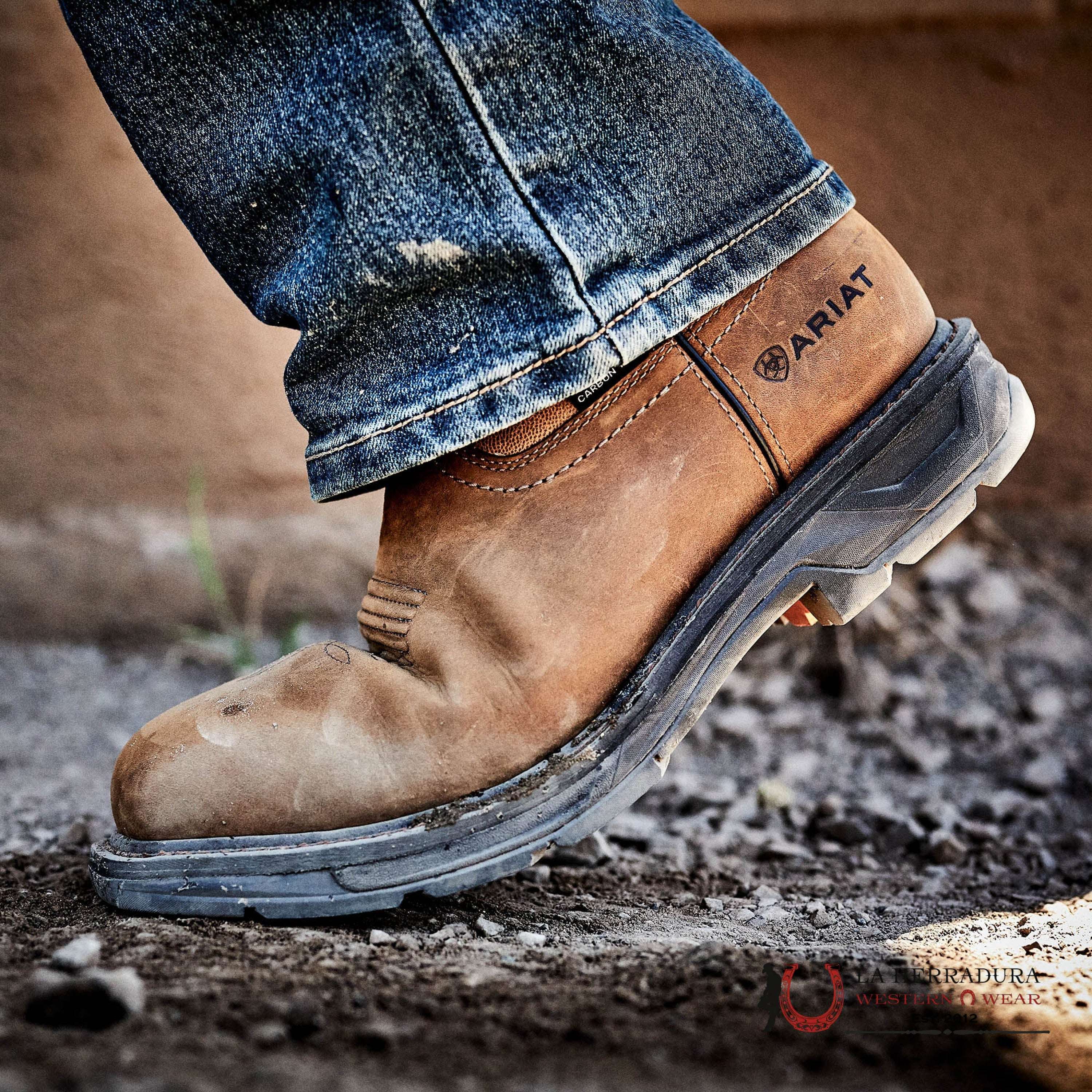 ARIAT MEN WORK BOOT H20 CARBON TOE DISTRESSED BRIEN BRAVO WIDE SQUARE TOE WATERPROOF 10031483