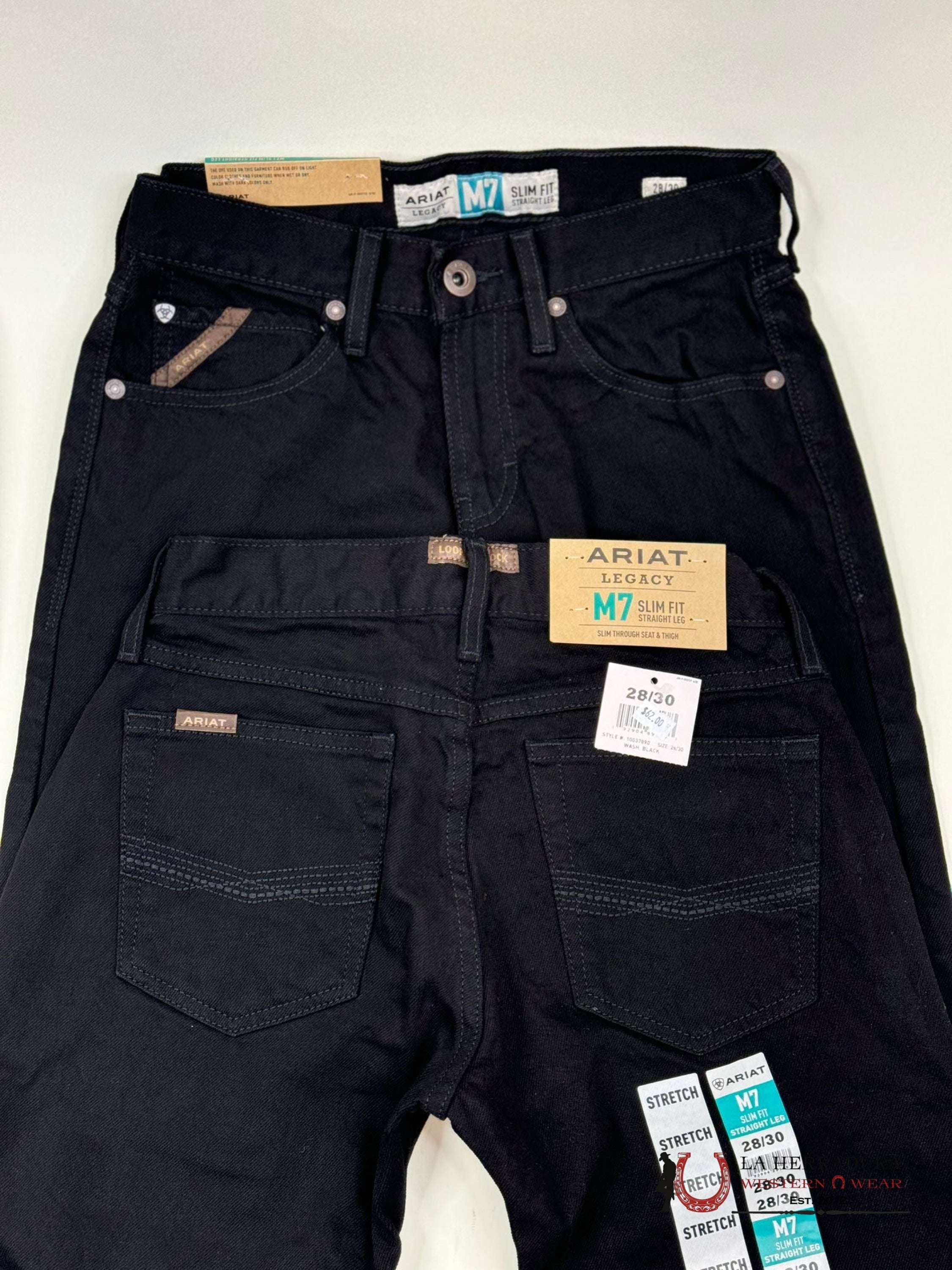 Ariat Mens Jean Black M7 Slim Fit Straight Leg Jeans