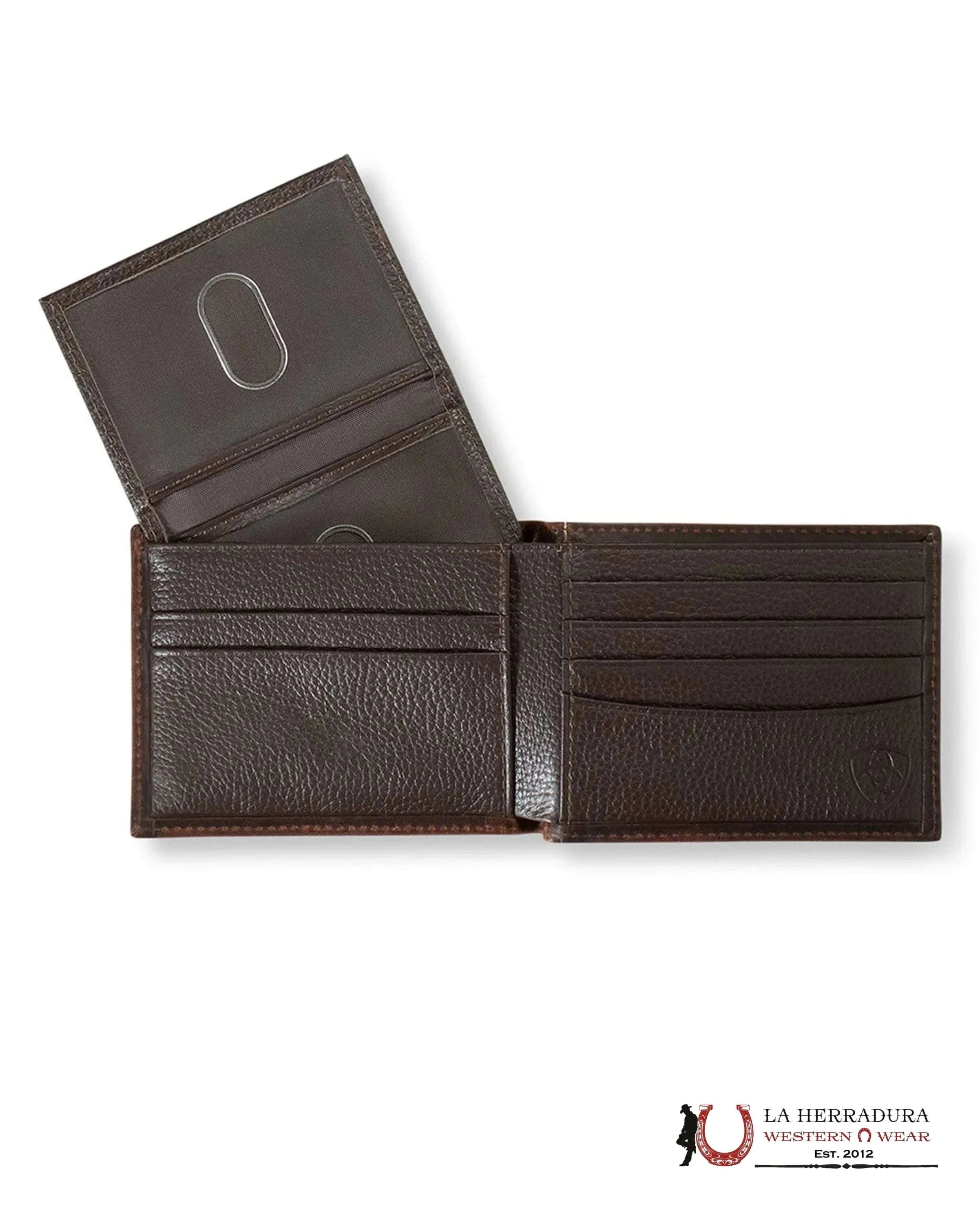 ARIAT MENS BROWN AMERICAN FLAG REMOVABLE PASSCASE WALLET-A3553834 ACCESORIOS