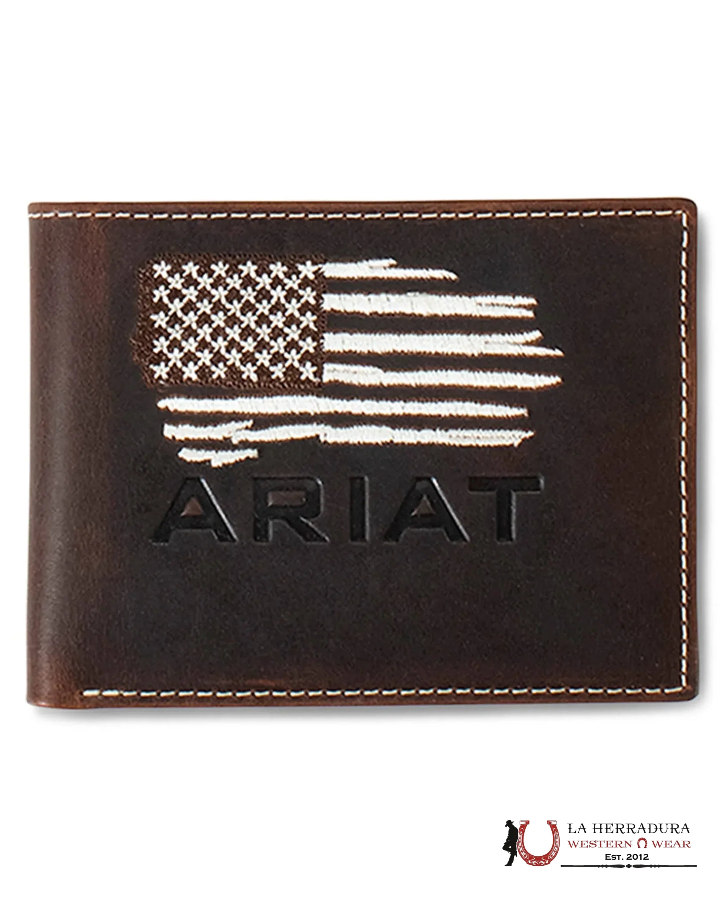 ARIAT MENS BROWN AMERICAN FLAG REMOVABLE PASSCASE WALLET-A3553834 ACCESORIOS