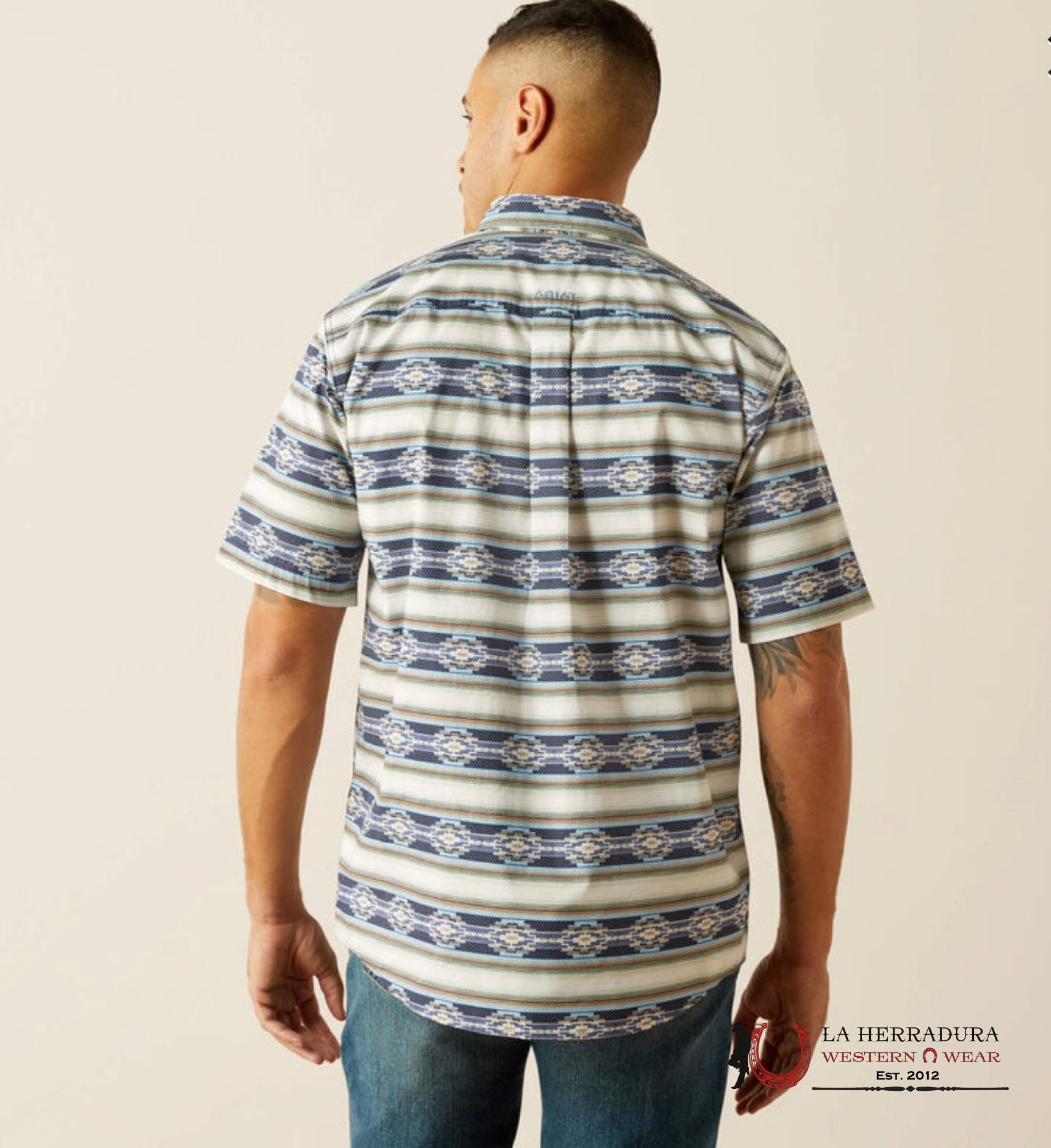 ARIAT MENS CASE SS SHIRT BLUE AZTEC 10059010 ROPA HOMBRES