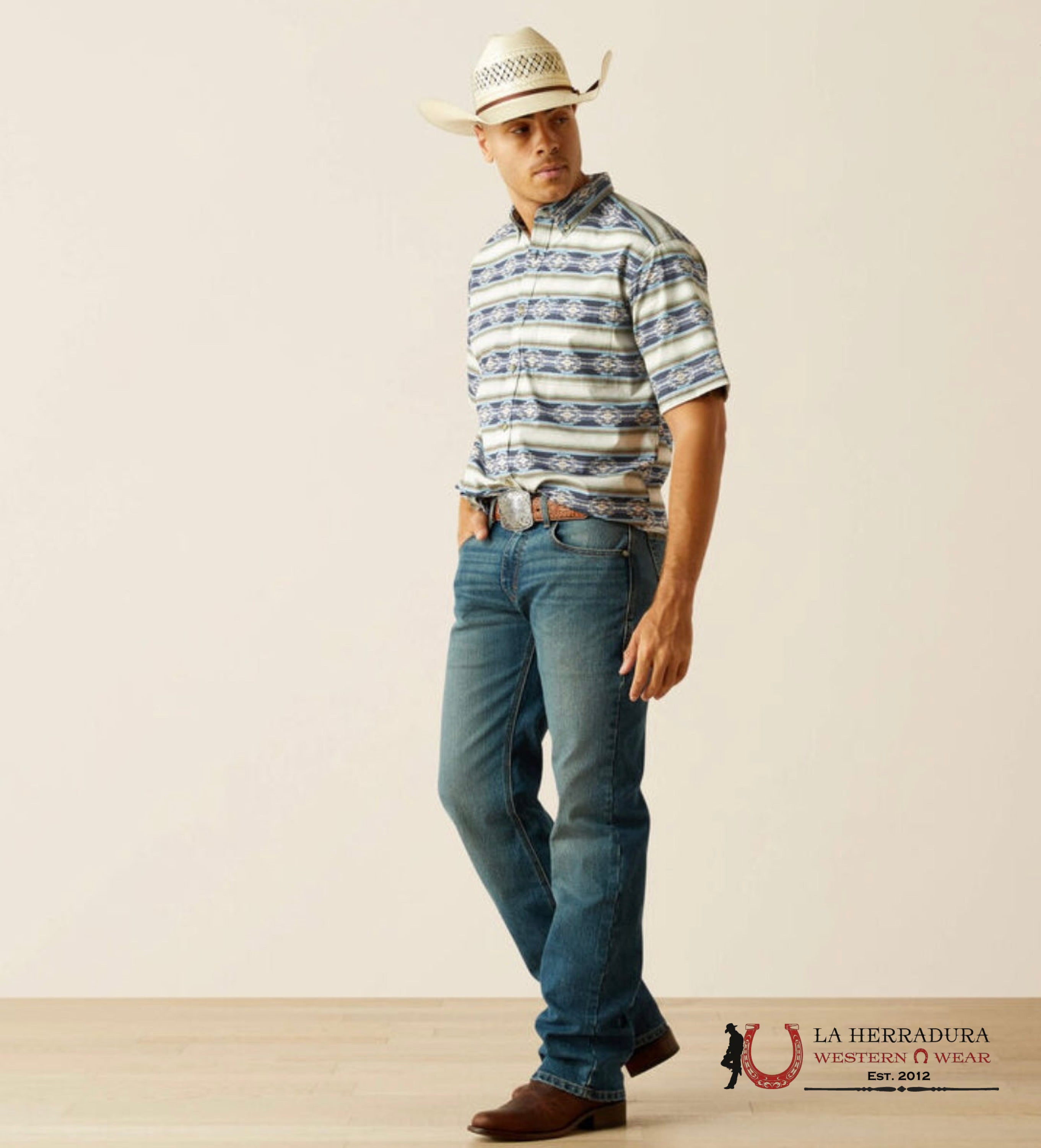 ARIAT MENS CASE SS SHIRT BLUE AZTEC 10059010 ROPA HOMBRES