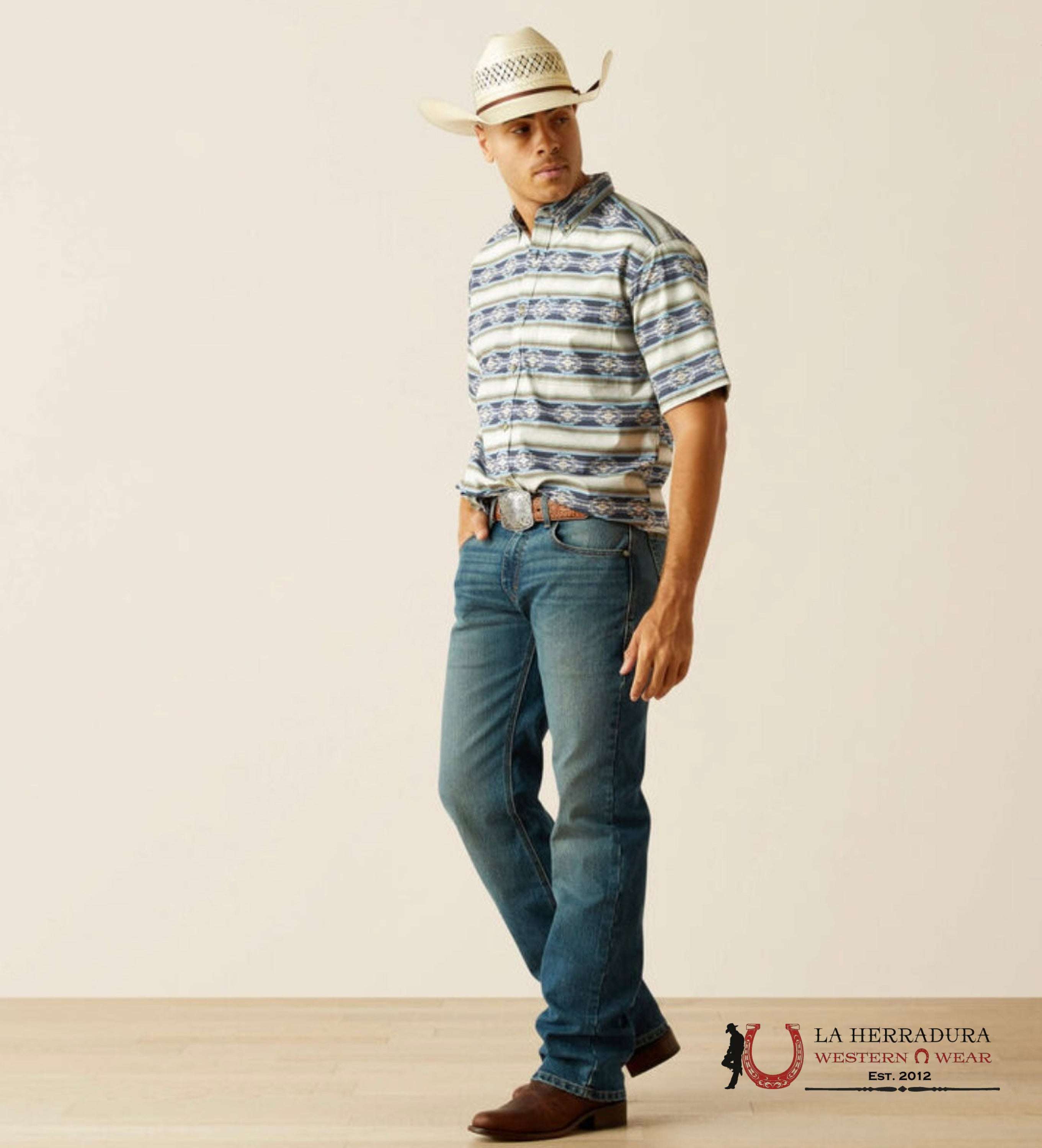 ARIAT MENS CASE SS SHIRT BLUE AZTEC 10059010 ROPA HOMBRES