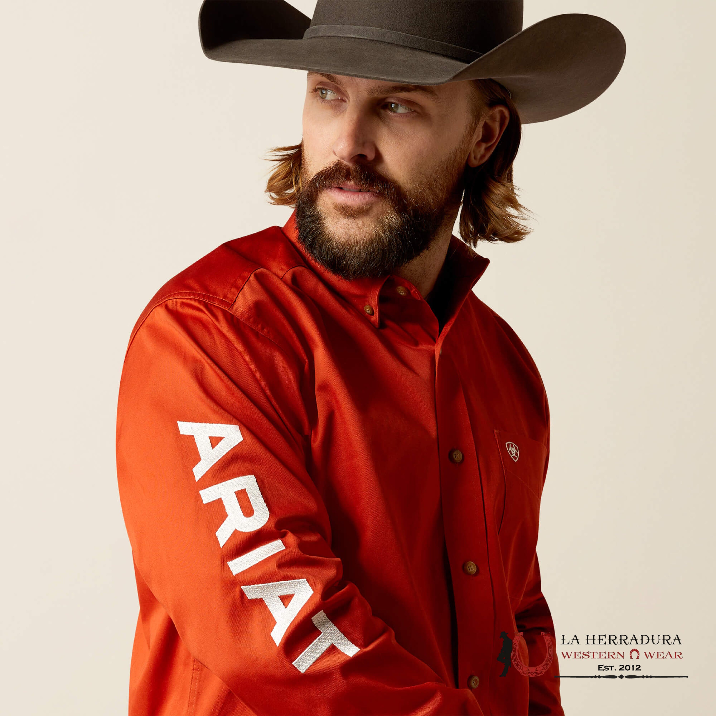 Ariat Classic Team Logo Dark Orange Long Sleeve Shirt-2823 Ropa Hombres