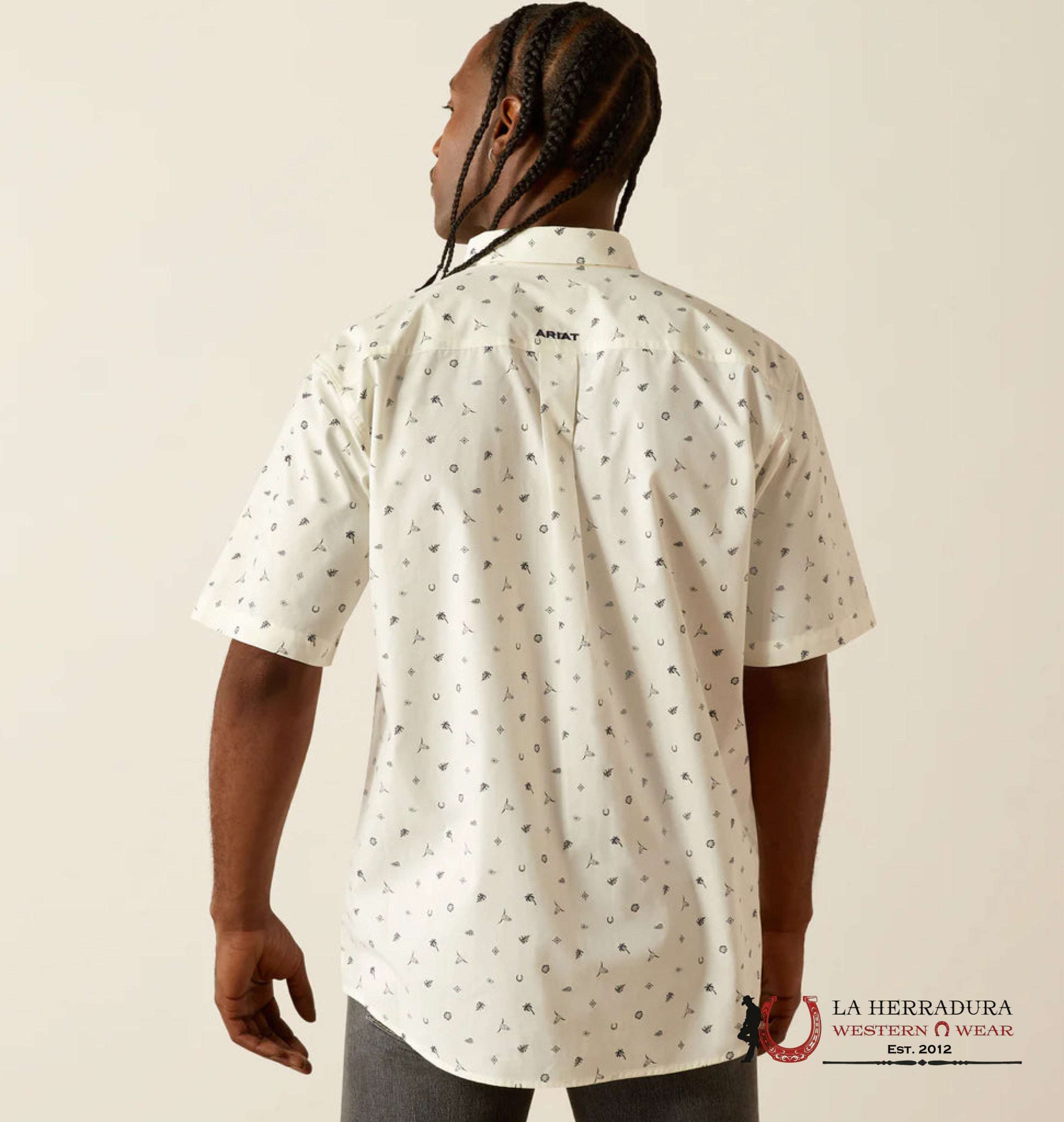 ARIAT MENS COLTER WHITE SHORT SLEEVE SHIRT -4818 ROPA HOMBRES