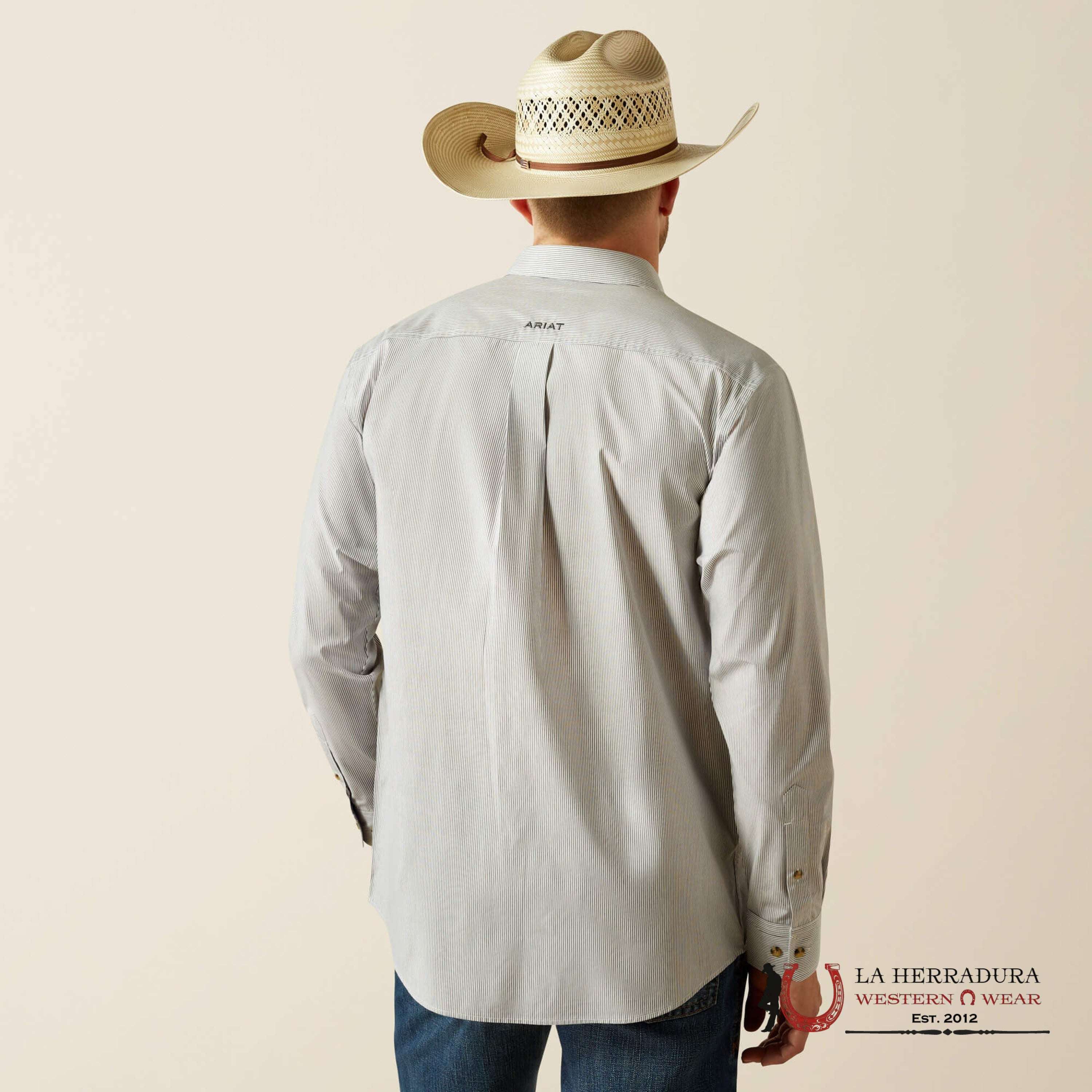 ARIAT MENS Dayne Grey Striped Longsleeve Phantom Shirt - 5268 ROPA HOMBRES