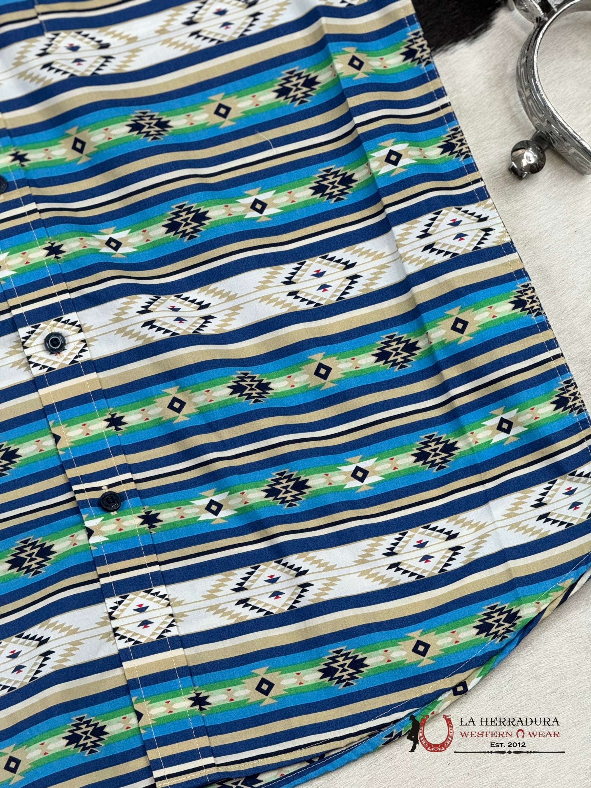 Ariat Denzel Limoges Blue Short Sleeve Shirt Ropa Hombres