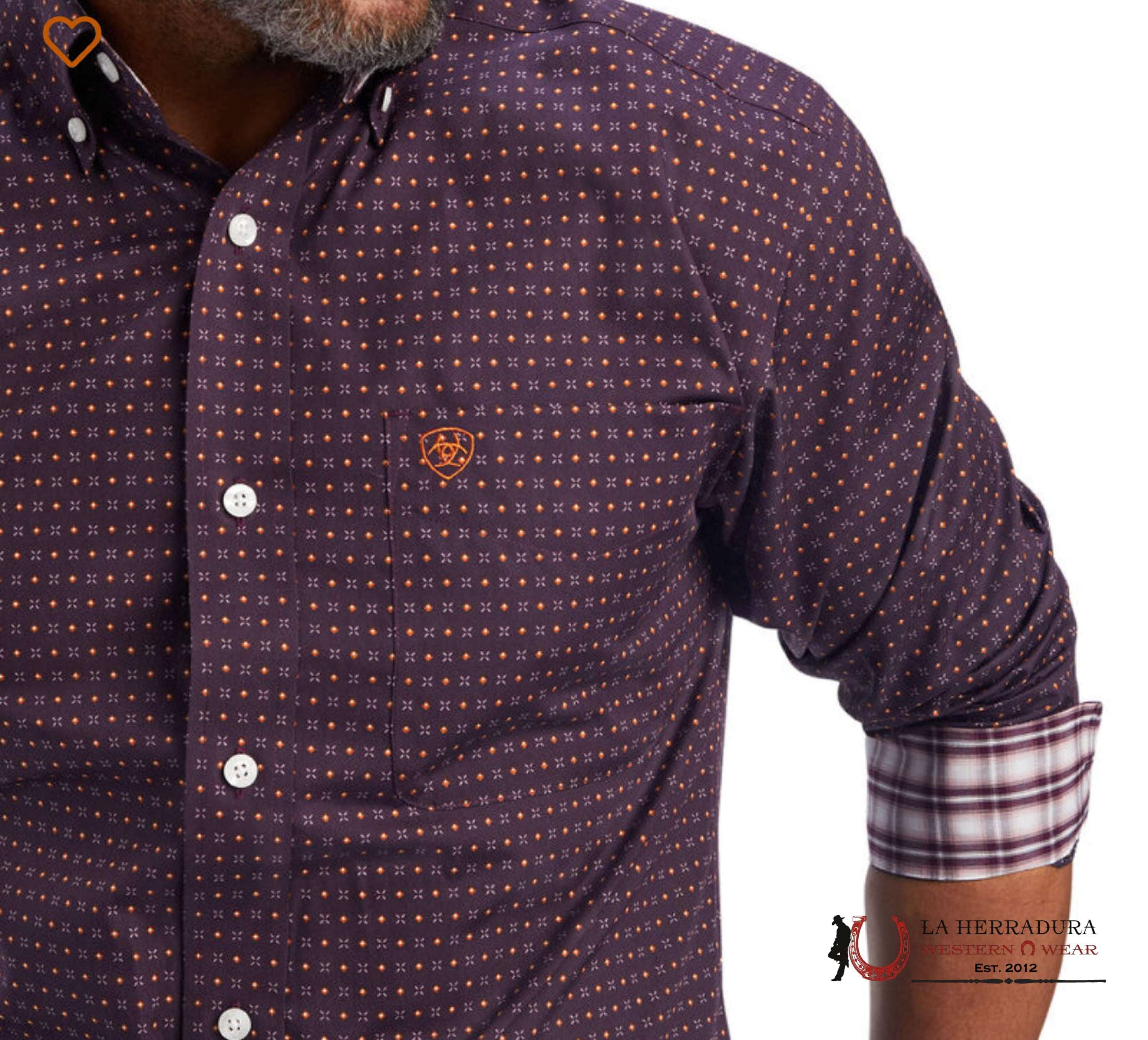 ARIAT MENS DYLEN FITTED LS CLARET SHIRT- 1754 ROPA HOMBRES
