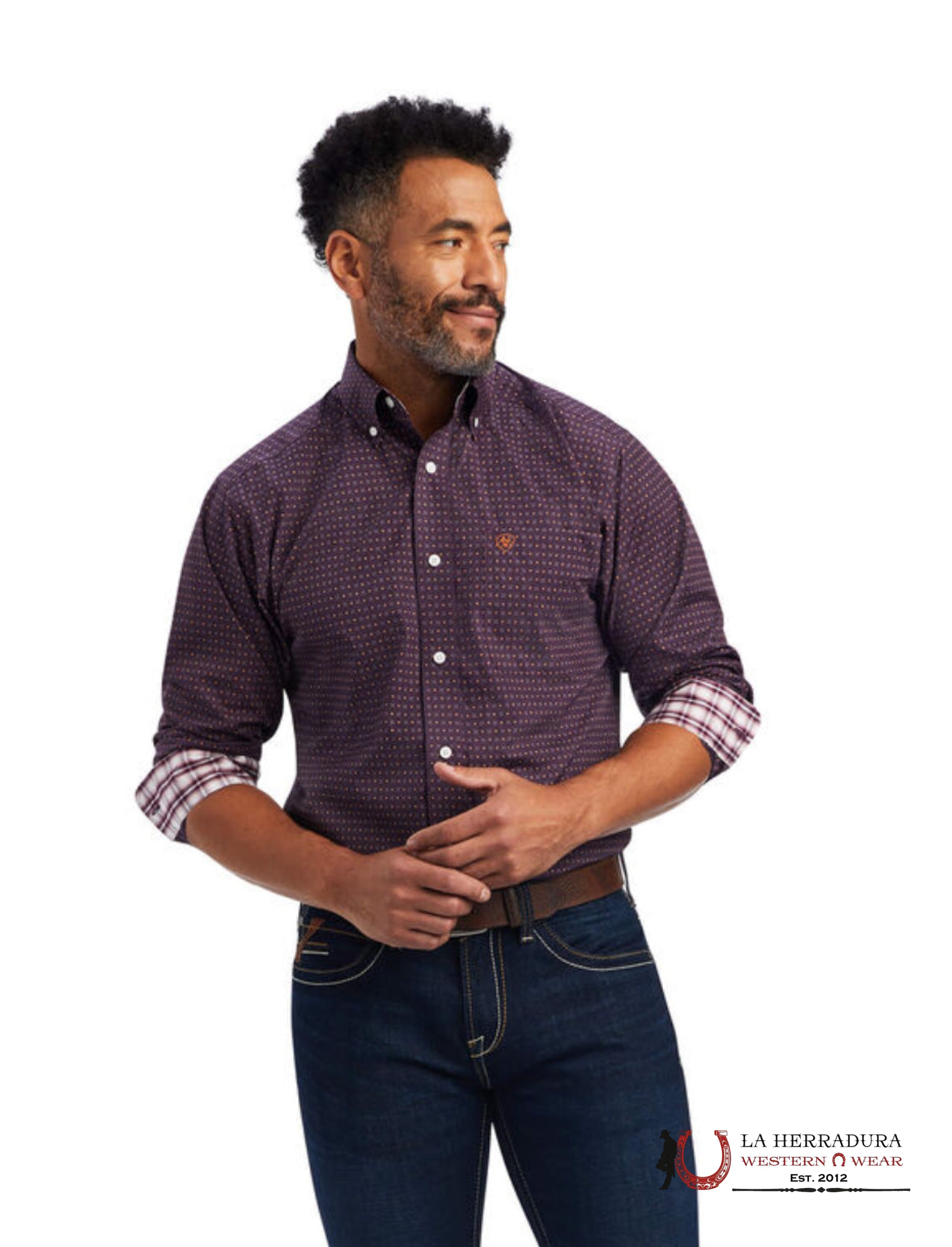 ARIAT MENS DYLEN FITTED LS CLARET SHIRT- 1754 ROPA HOMBRES