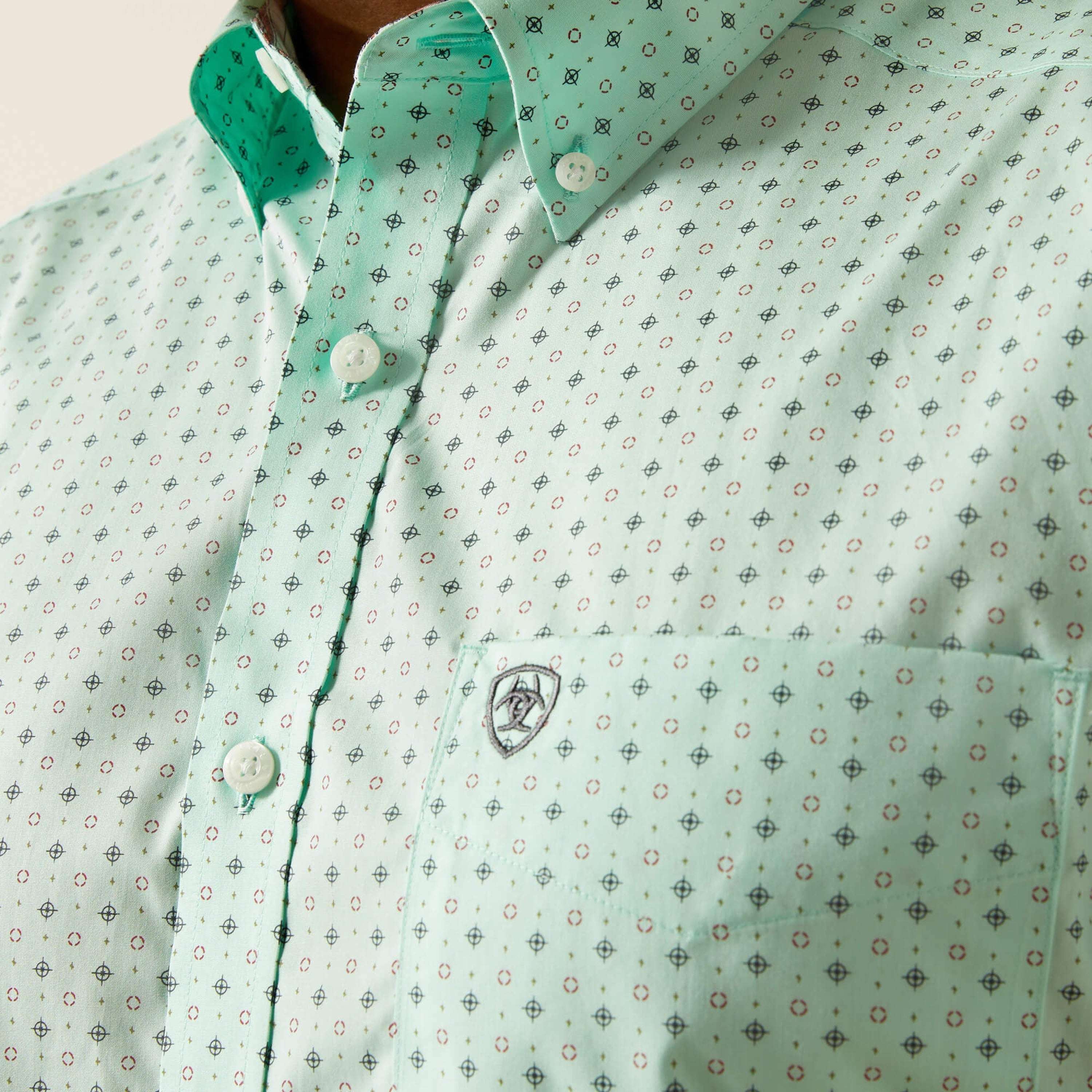 ARIAT MENS Ellis Aqua Short Sleeve Shirt - 8741 ROPA HOMBRES
