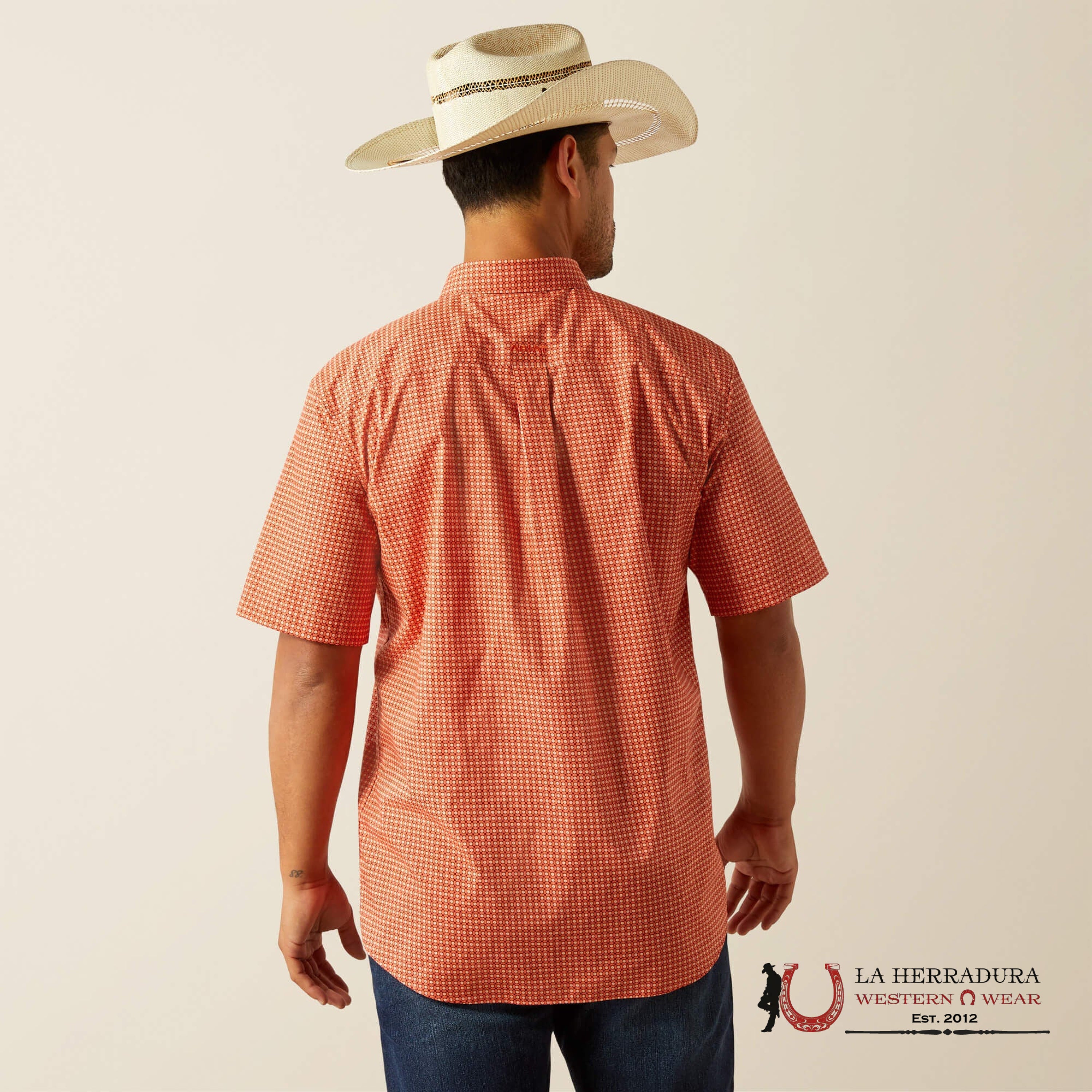 ARIAT MENS Erick Orange Short Sleeve Shirt - 8743 ROPA HOMBRES