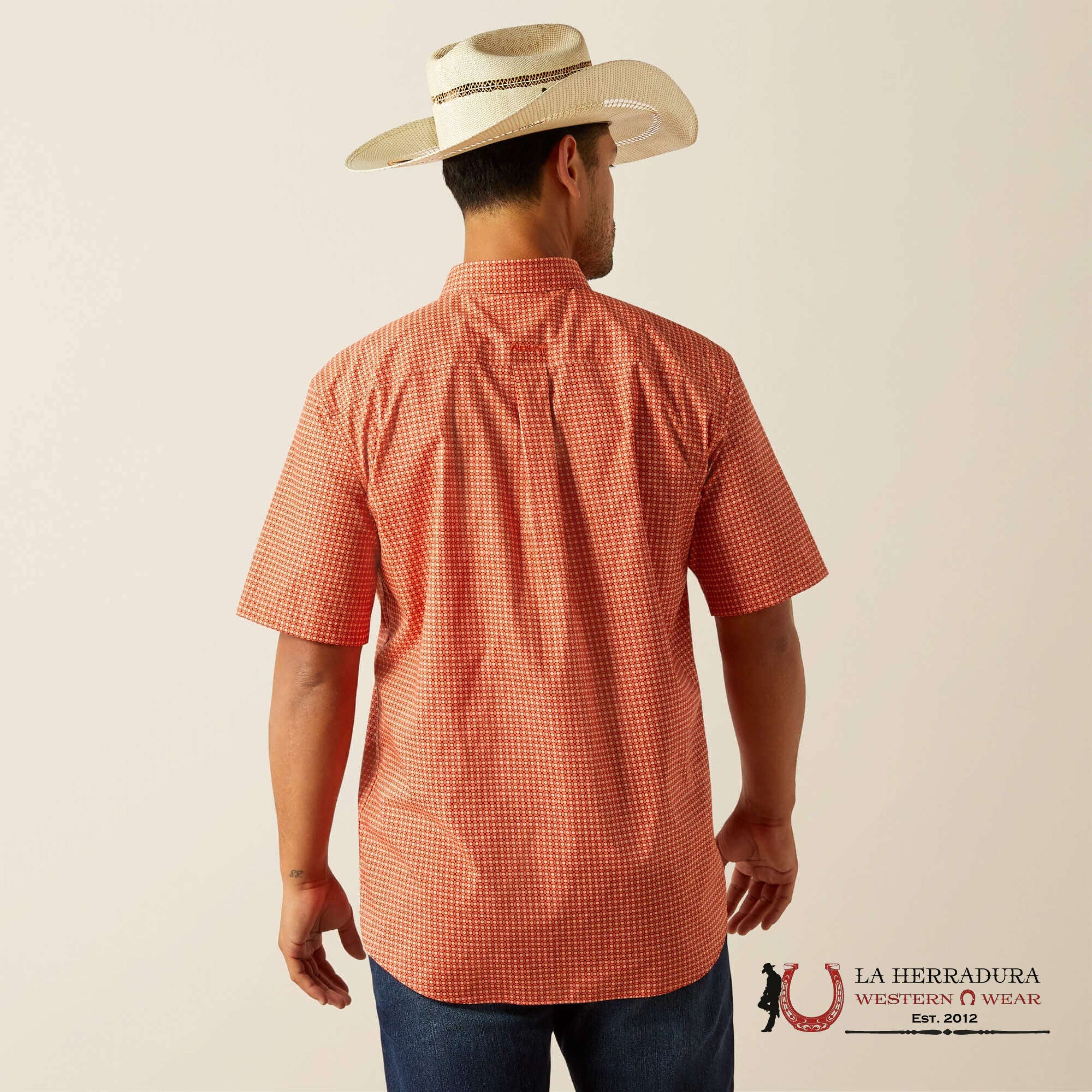 ARIAT MENS Erick Orange Short Sleeve Shirt - 8743 ROPA HOMBRES