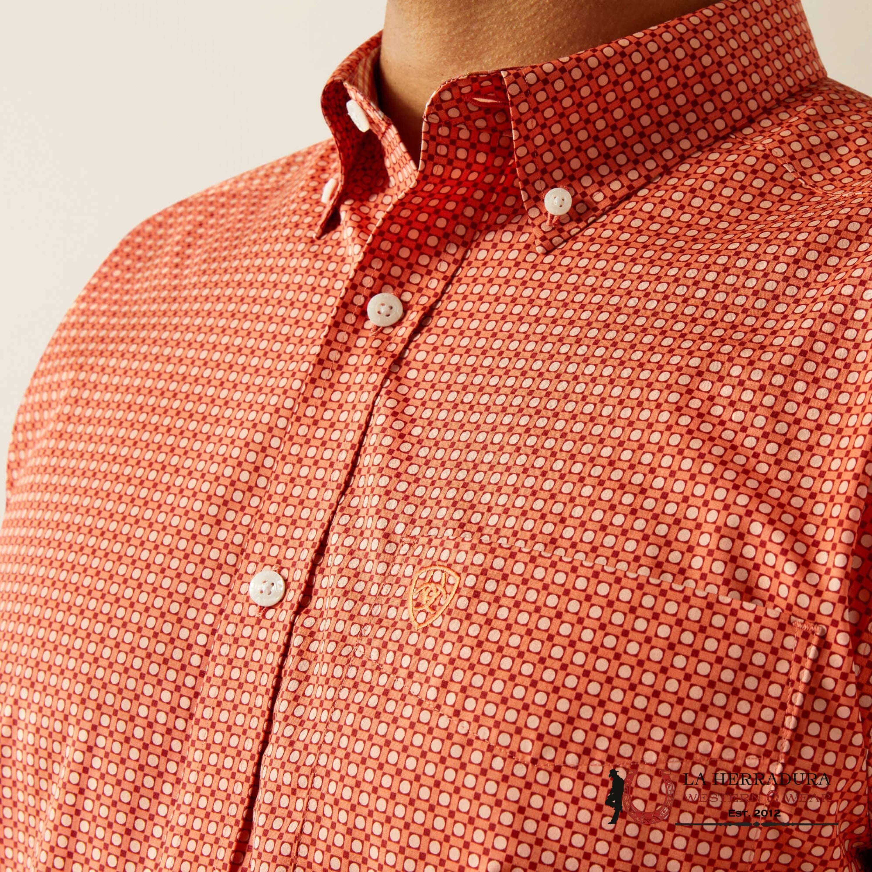 ARIAT MENS Erick Orange Short Sleeve Shirt - 8743 ROPA HOMBRES