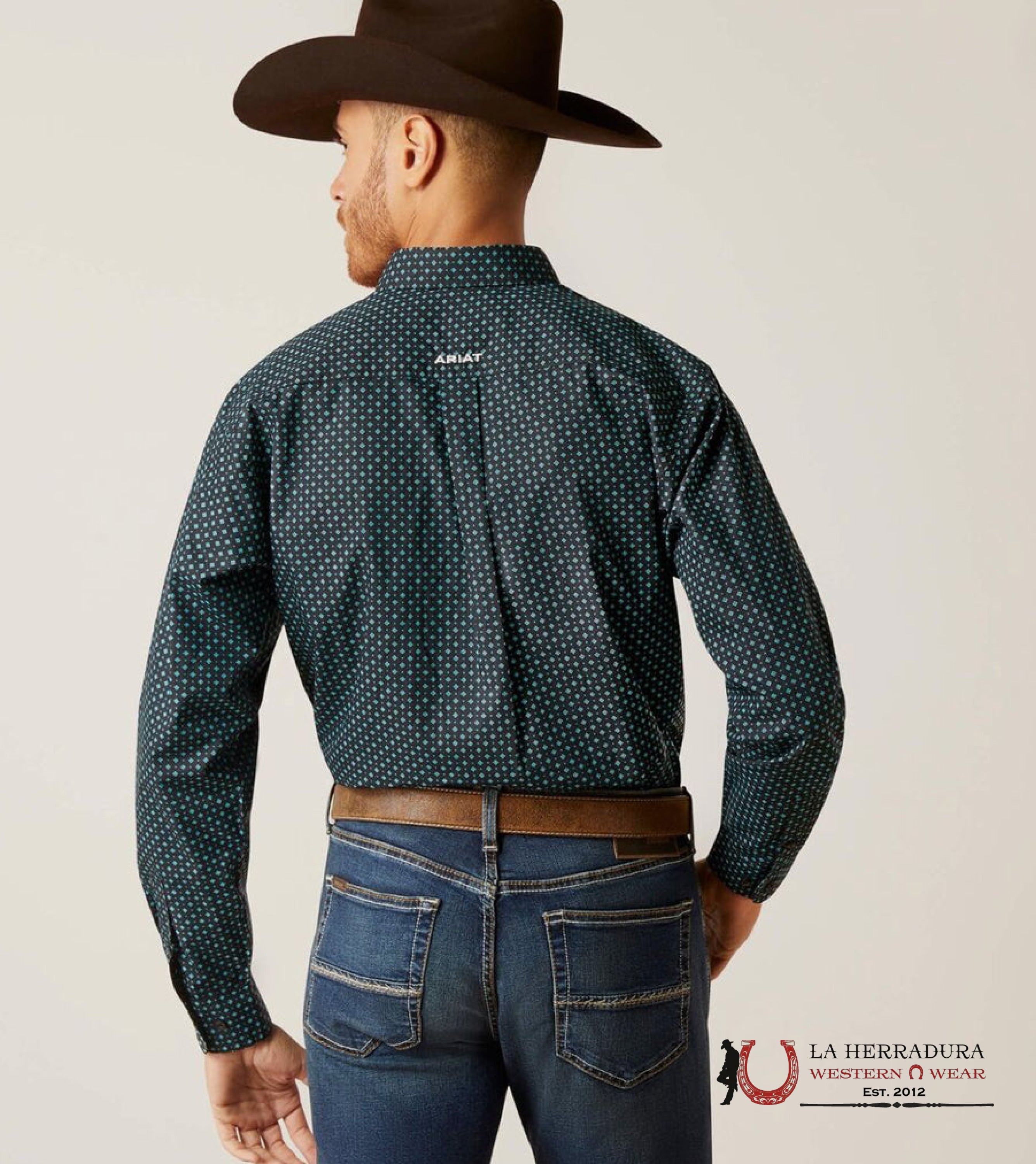 ARIAT MENS FITTED BENSON BLACK LS SHIRT- -6196 ROPA HOMBRES