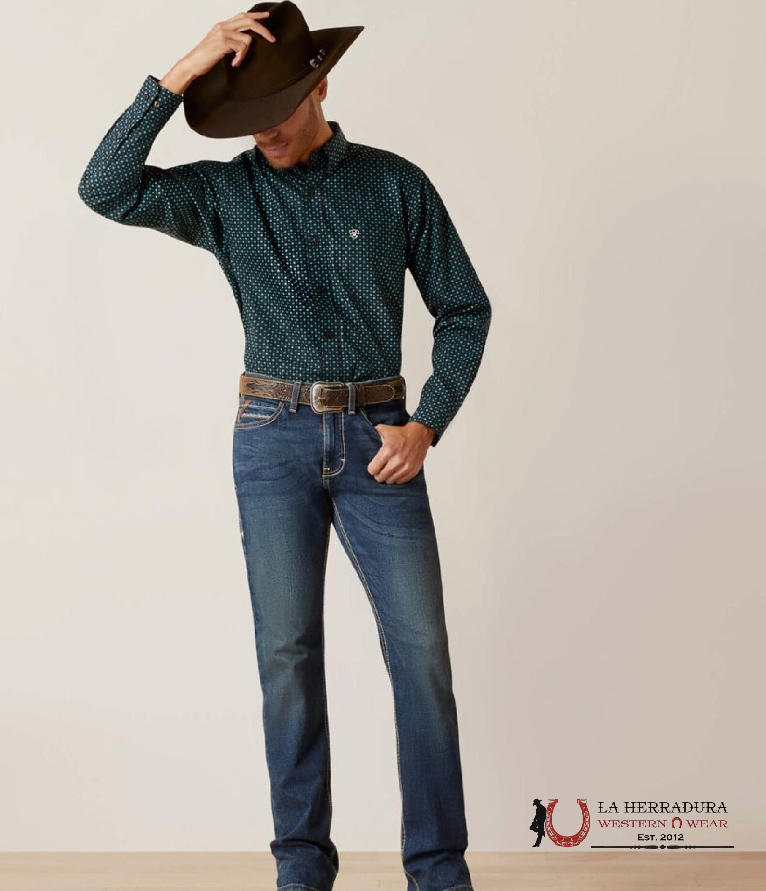 ARIAT MENS FITTED BENSON BLACK LS SHIRT- -6196 ROPA HOMBRES