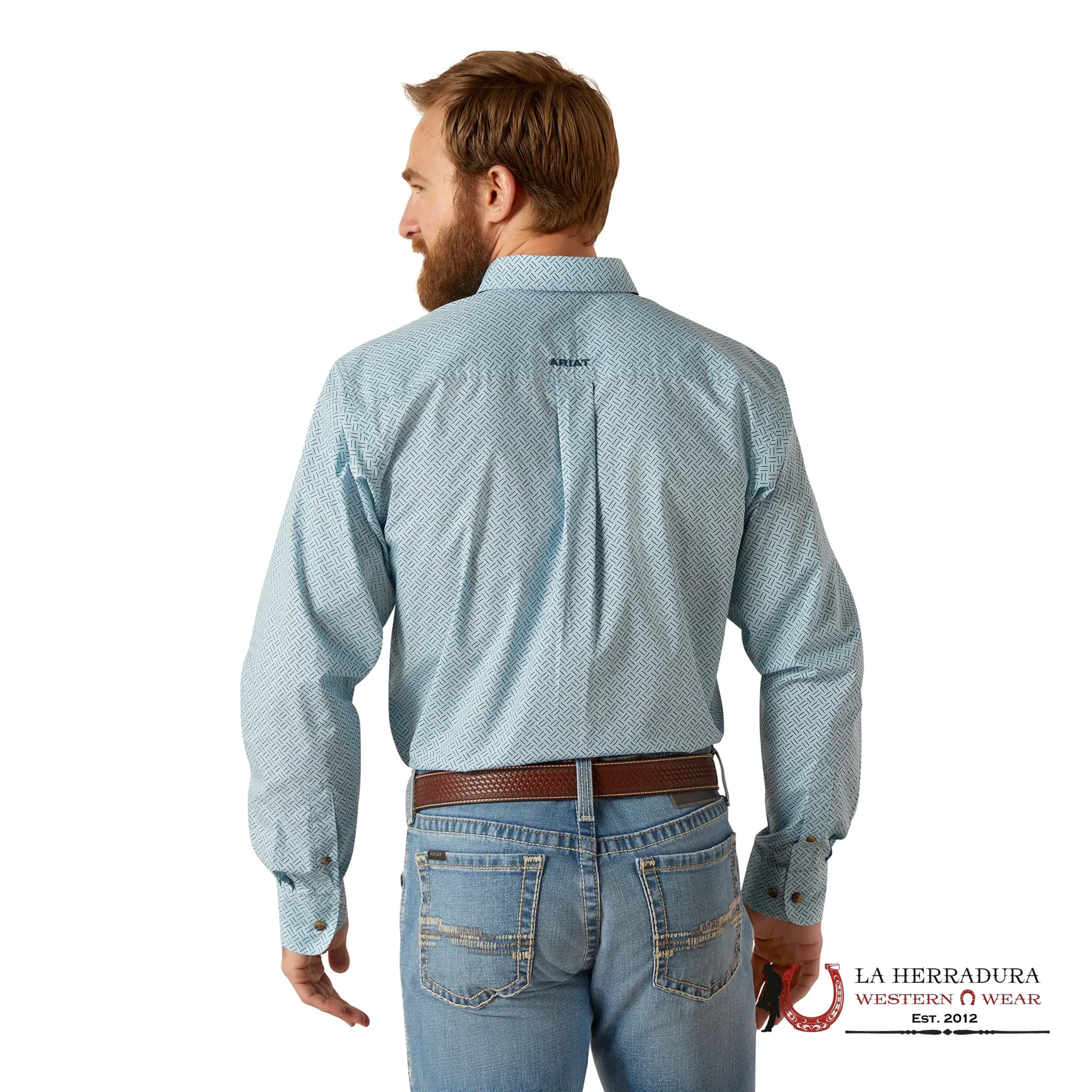 ARIAT MENS FITTED GIO SKY BLUE LS SHIRT- 6584 ROPA HOMBRES