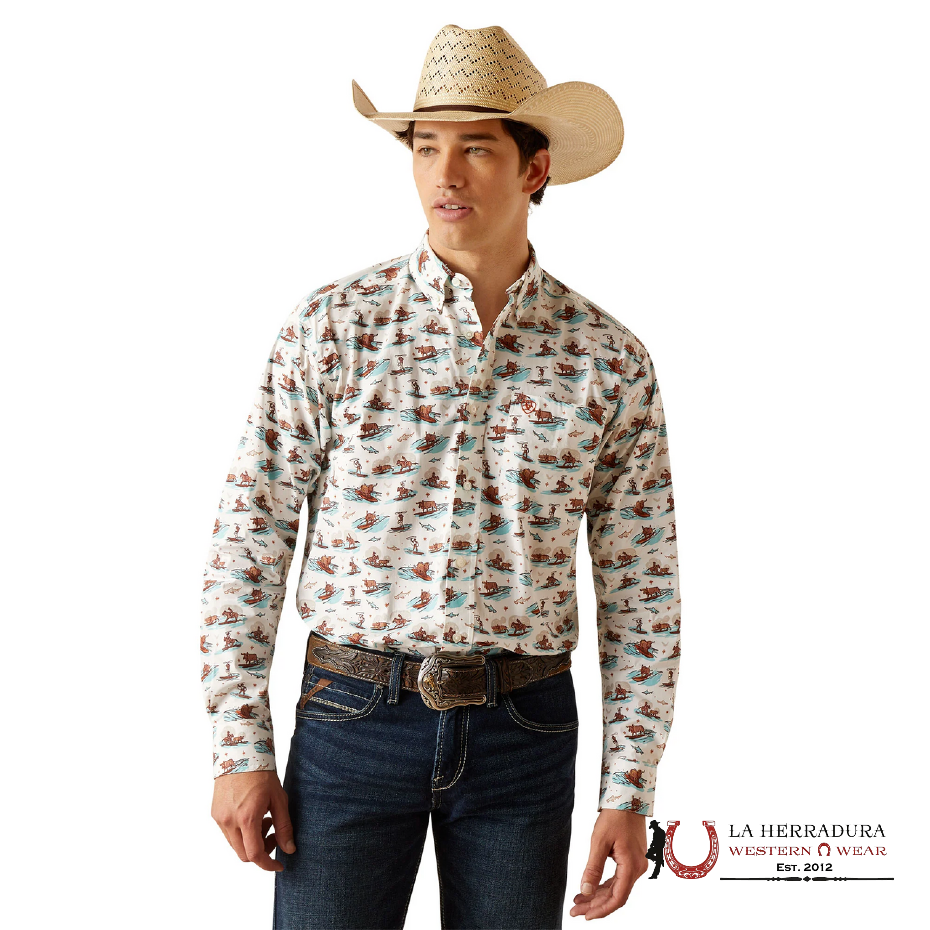 Ariat Mens Horse Stretch Classic Long Sleeve Shirt 10044019 ROPA HOMBRES