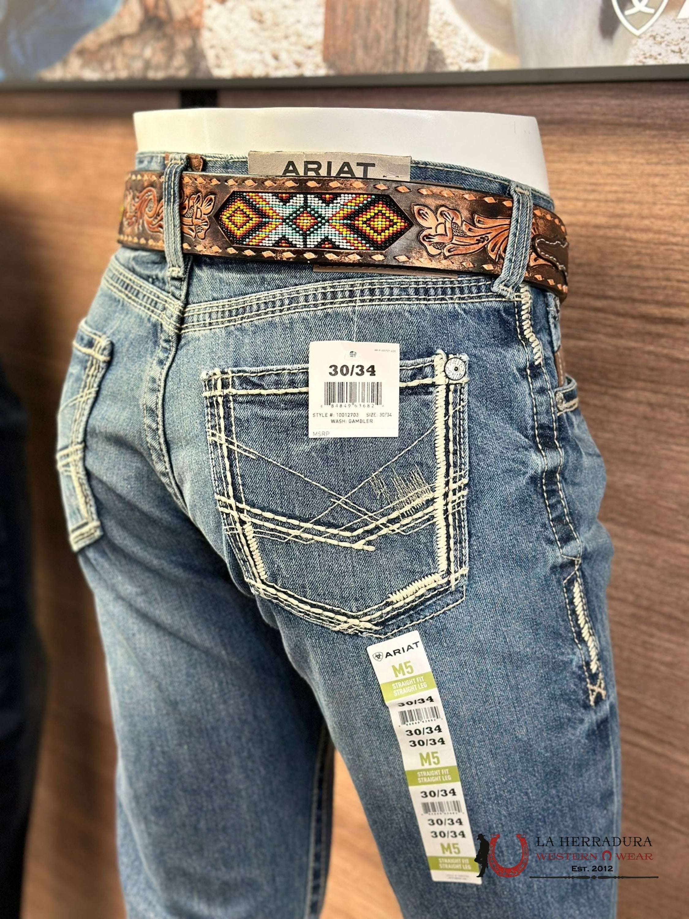 Ariat Mens Jean Gambler M5 Straight Fit Leg Jeans