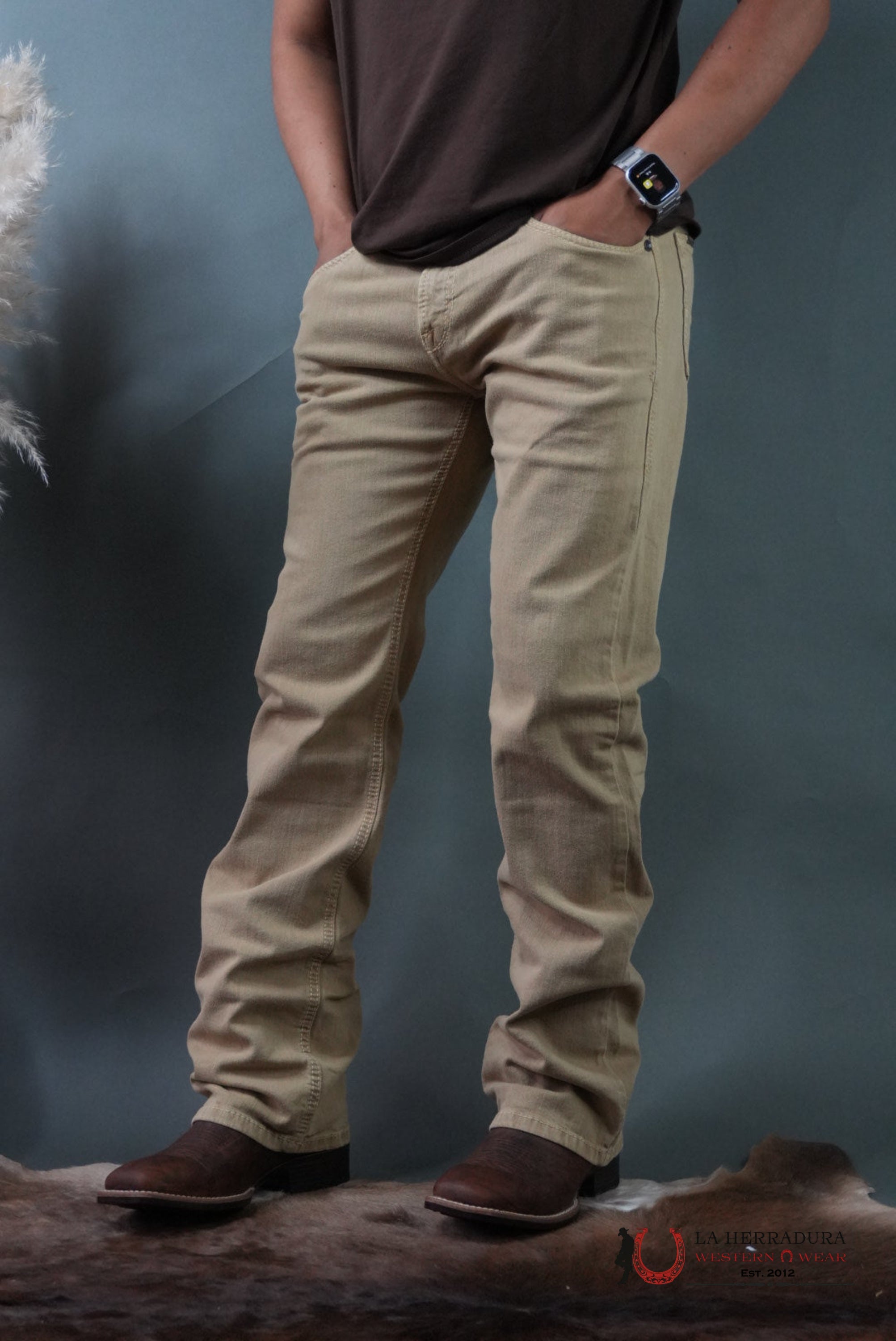 ARIAT MENS JEANS DARK KHAKI M7 SLIM FIT STRAIGHT LEG ARIAT JEANS