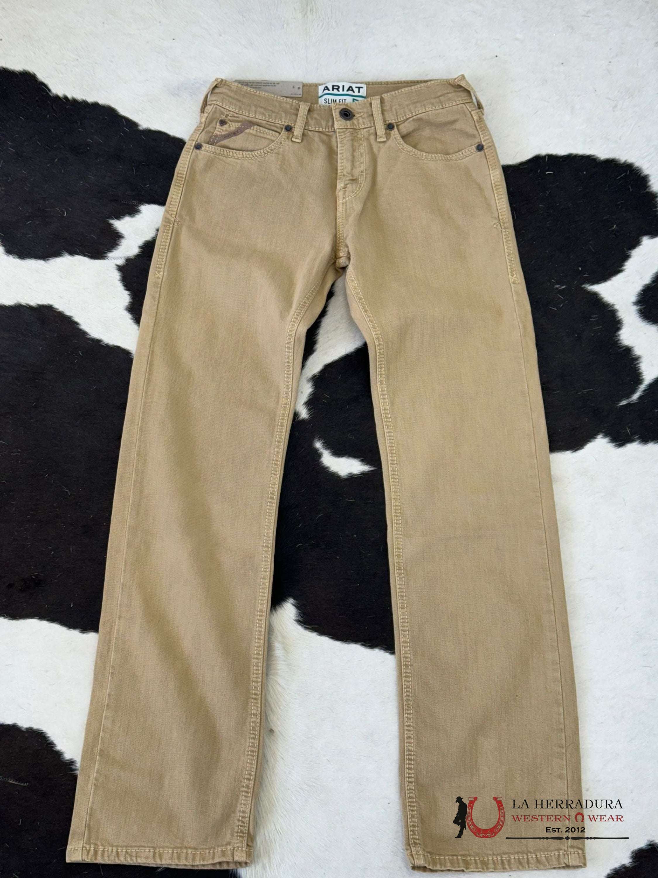 Ariat Mens Jeans Dark Khaki M7 Slim Fit Straight Leg