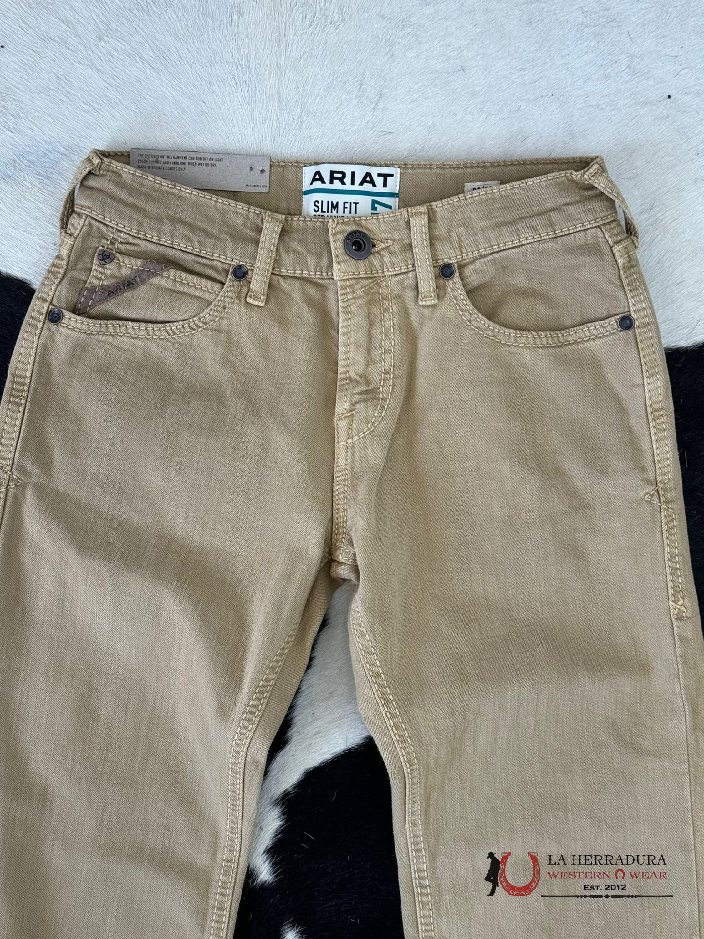 Ariat Mens Jeans Dark Khaki M7 Slim Fit Straight Leg