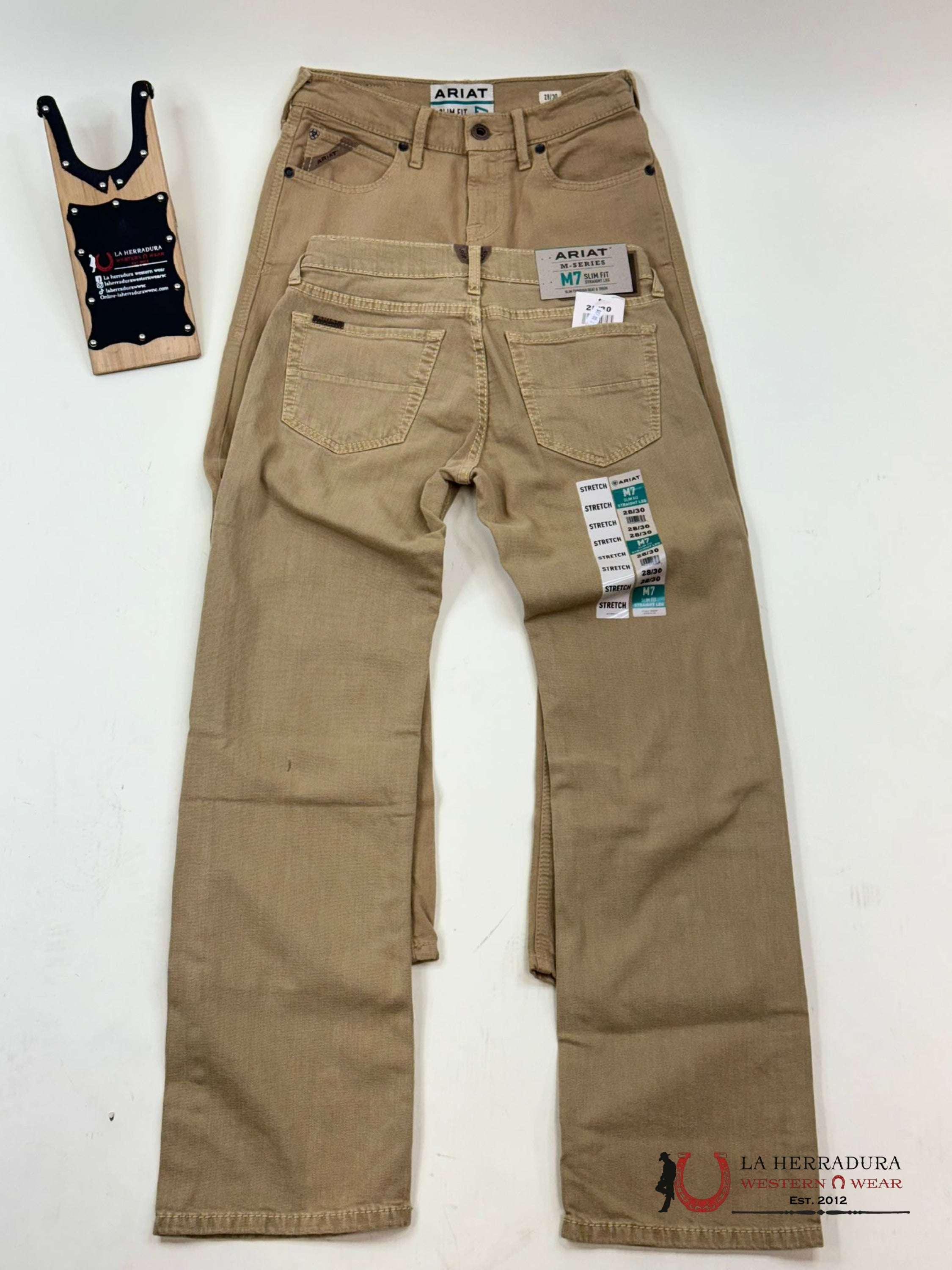 Ariat Mens Jeans Dark Khaki M7 Slim Fit Straight Leg