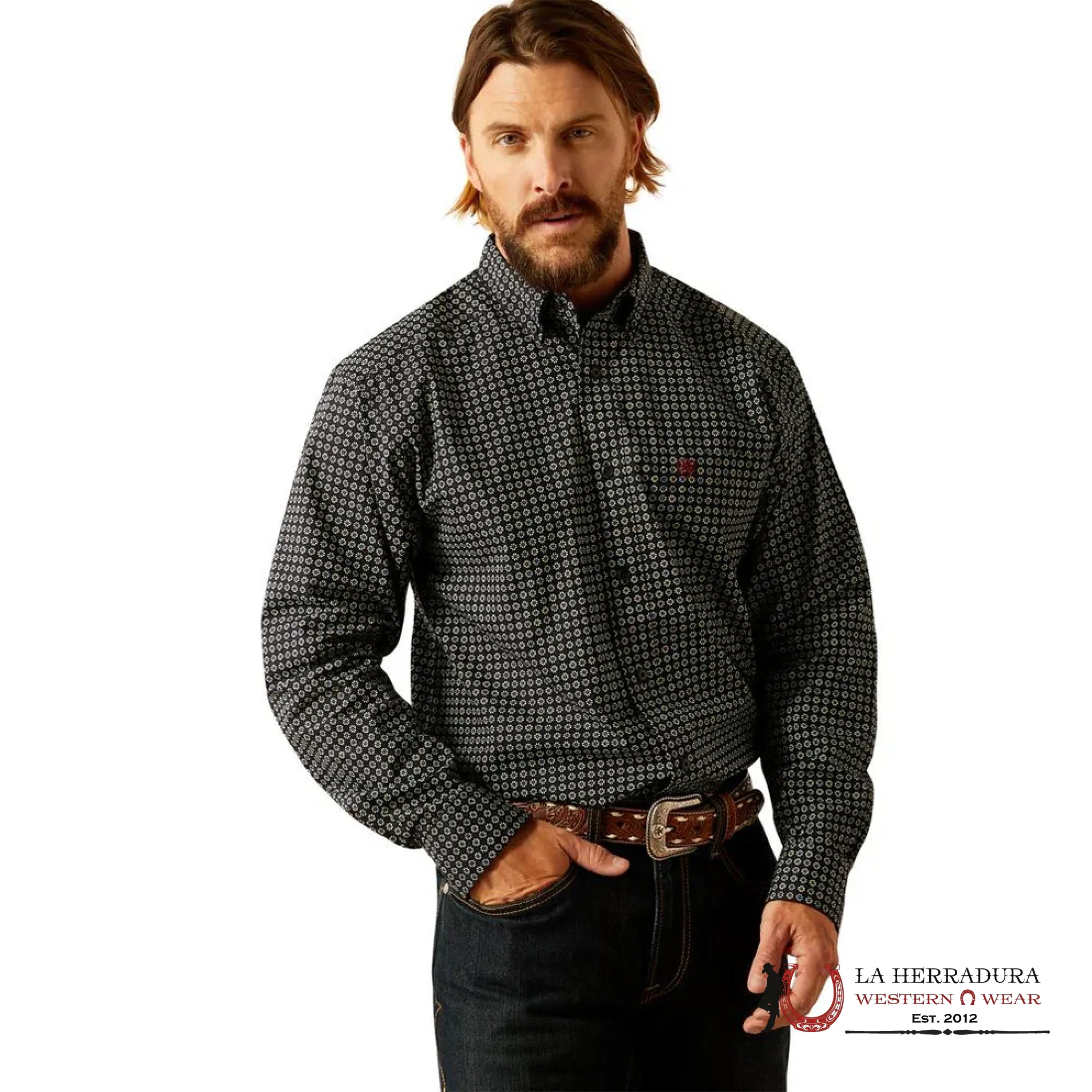 ARIAT MENS LONG SLEEVE SHIRT CLASSIC FIT GUSTAV TURQUOISE - 4641 ROPA HOMBRES