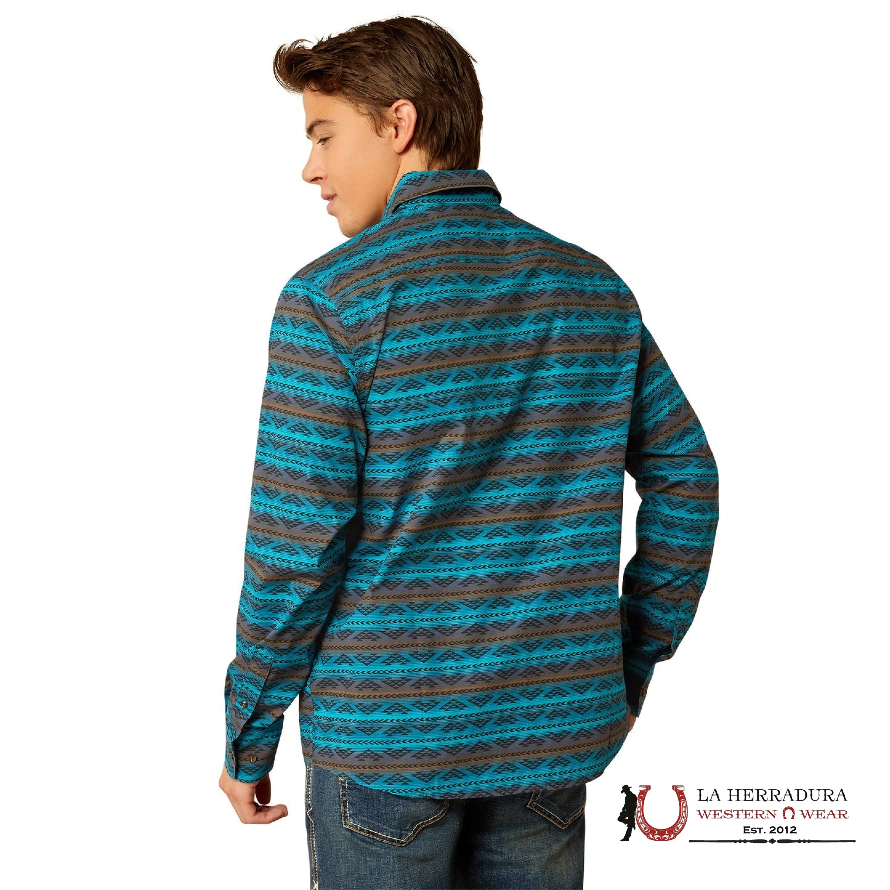 Ariat Madison Modern Fit Long Sleeve Turquoise - 2306 Ropa Hombres