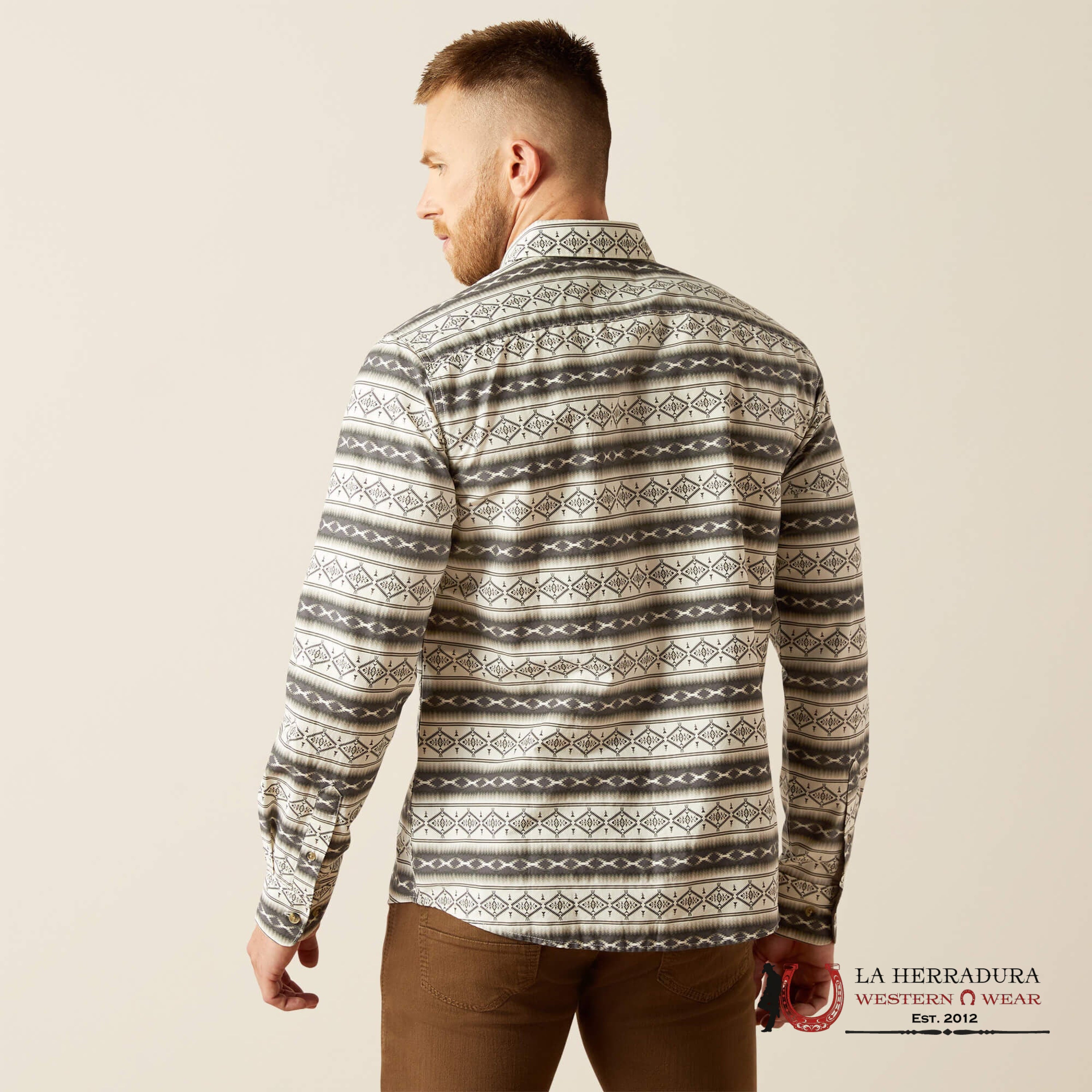 ARIAT MENS Marquis Cream Long Sleeve With Aztec Print - 8986 ROPA HOMBRES