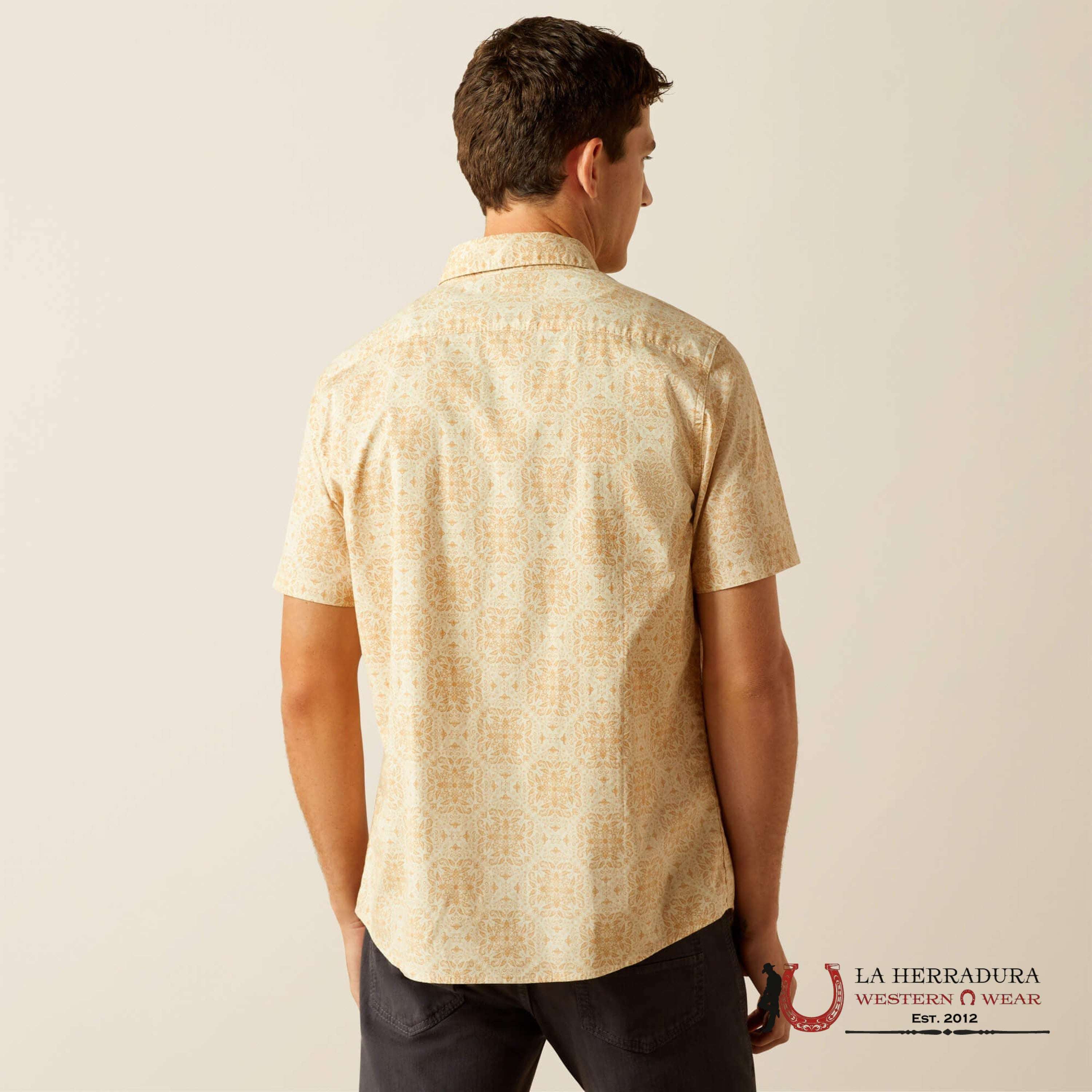 ARIAT MENS Murphy Off White Short Sleeve With Floral Design Shirt - 8981 ROPA HOMBRES