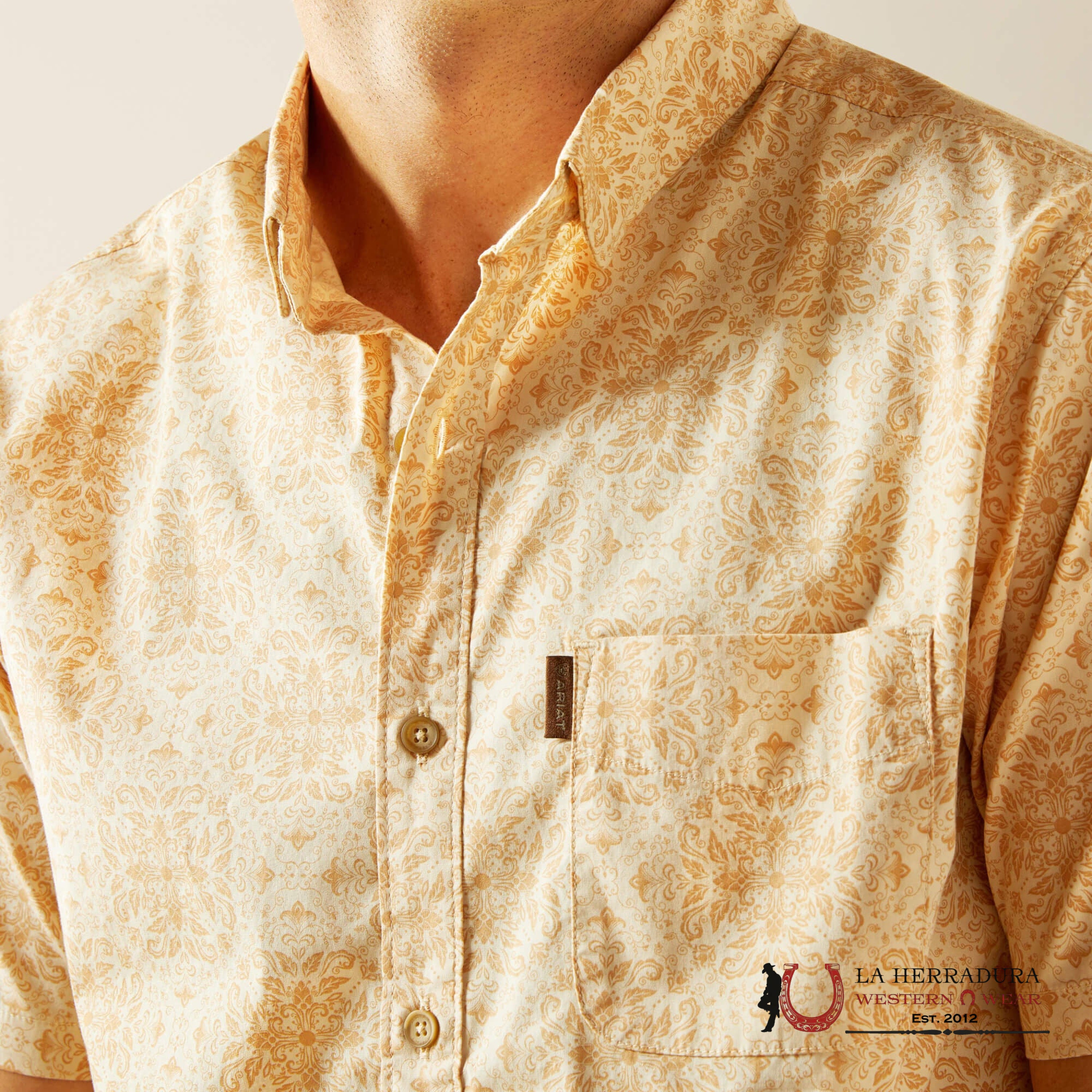 ARIAT MENS Murphy Off White Short Sleeve With Floral Design Shirt - 8981 ROPA HOMBRES