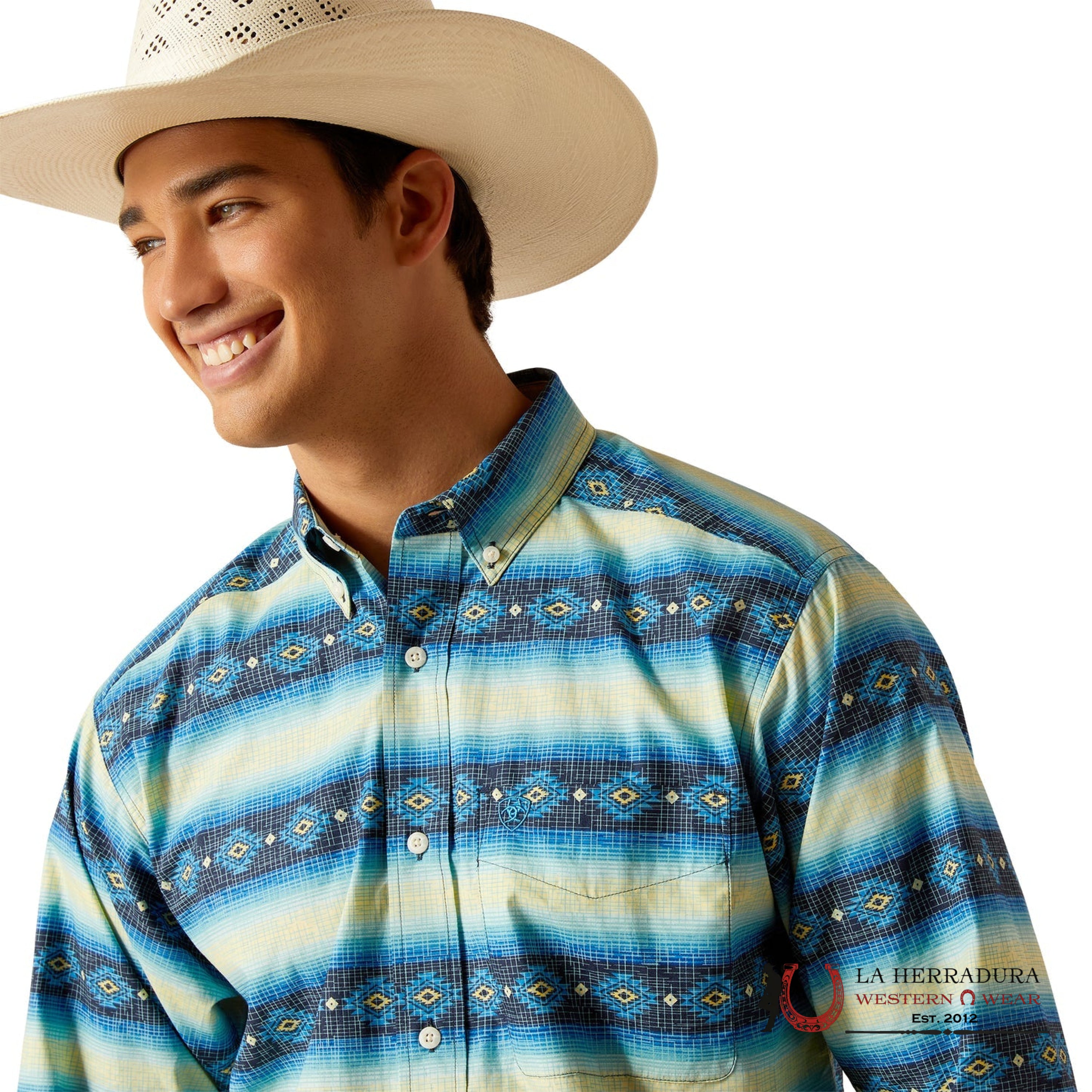 ARIAT MENS PENN LONG SLEEVE SHIRT BLUE 8383 ROPA HOMBRES