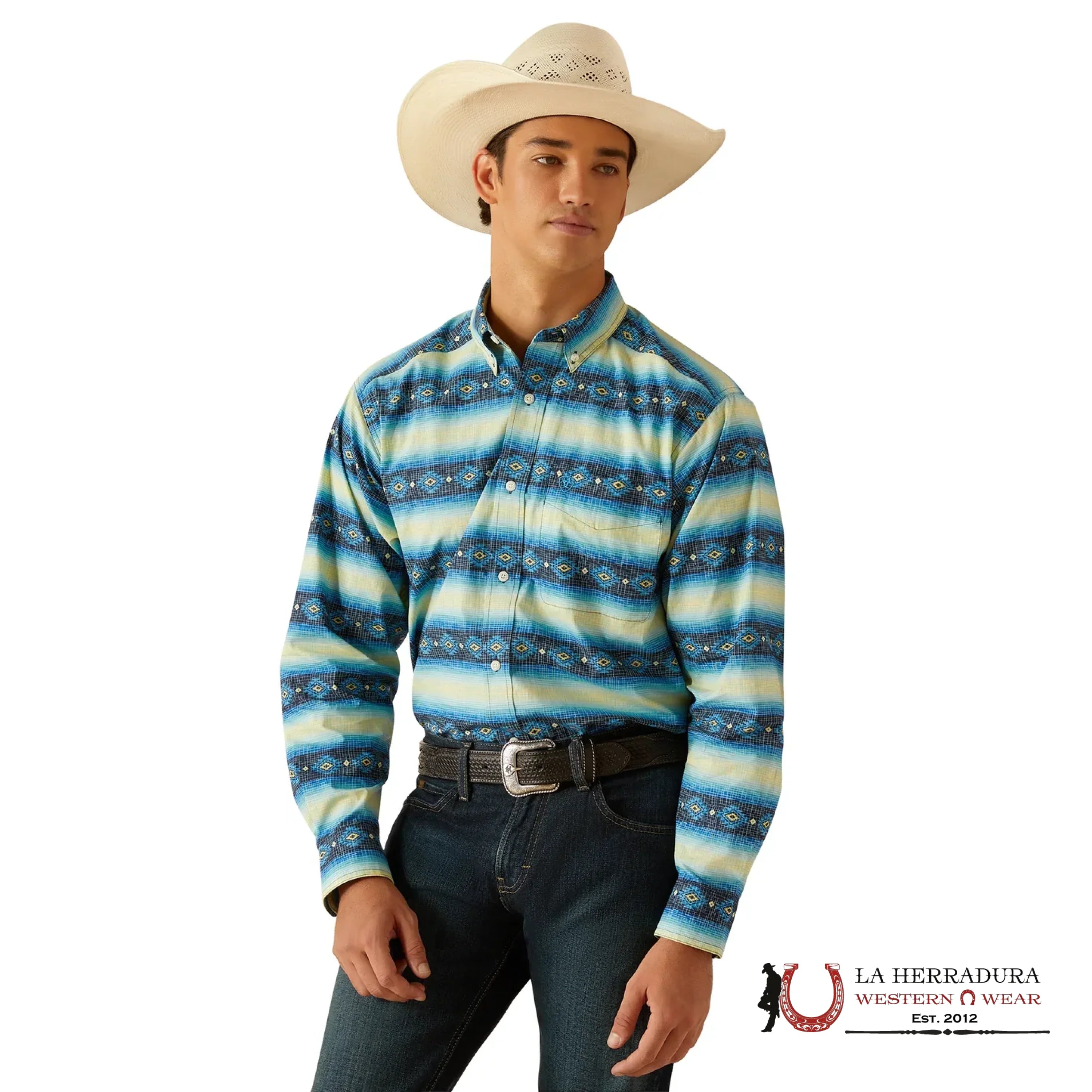 ARIAT MENS PENN LONG SLEEVE SHIRT BLUE 8383 ROPA HOMBRES