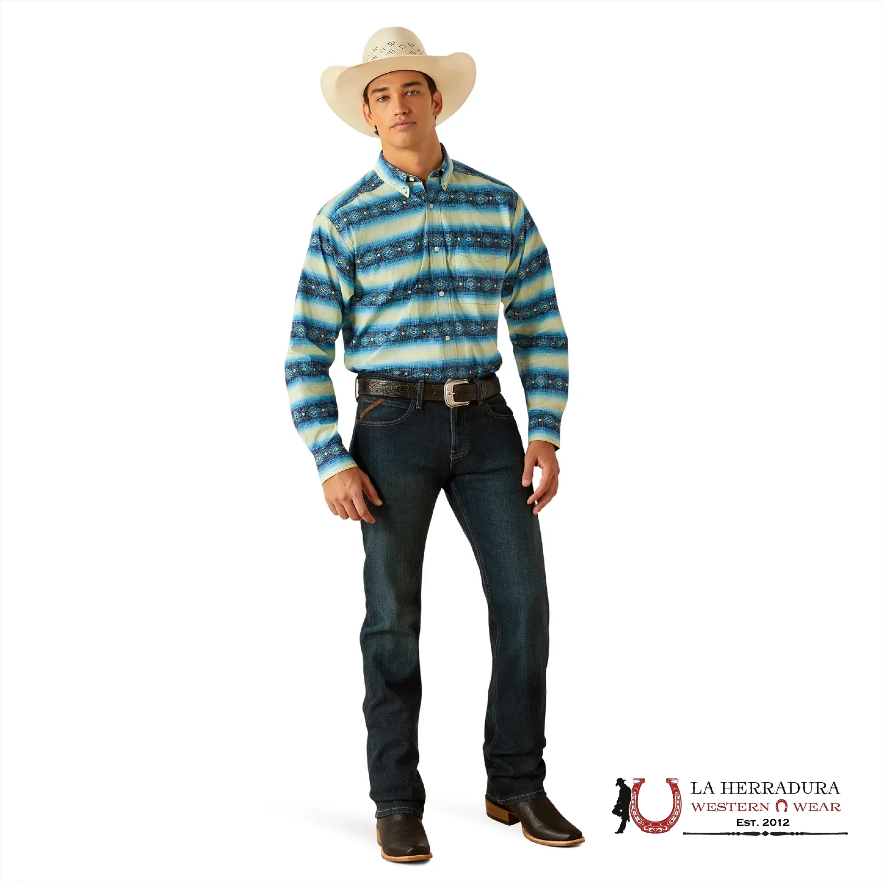 ARIAT MENS PENN LONG SLEEVE SHIRT BLUE 8383 ROPA HOMBRES