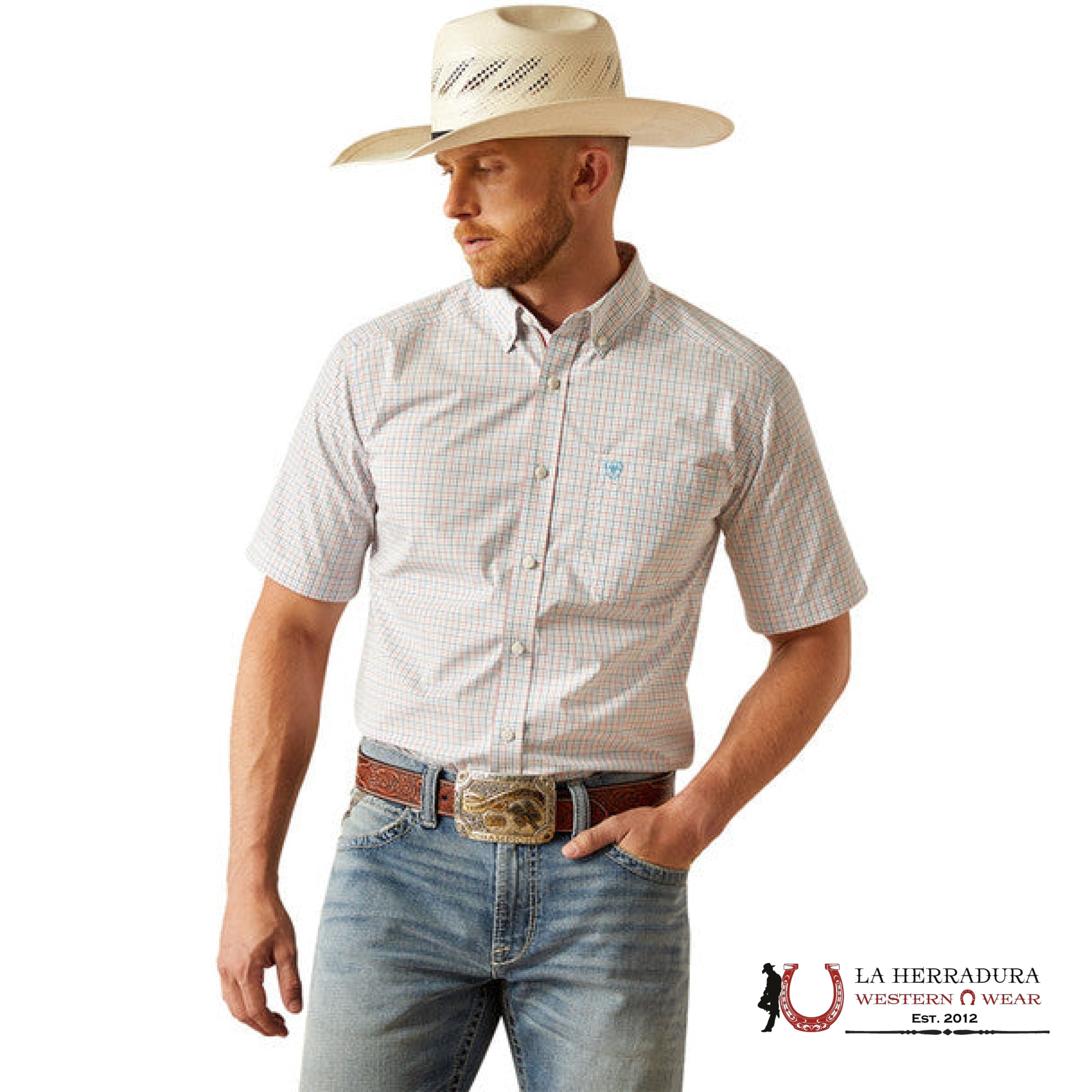 ARIAT MENS Pro Simon Short Sleeve White Shirt - 8944 ROPA HOMBRES