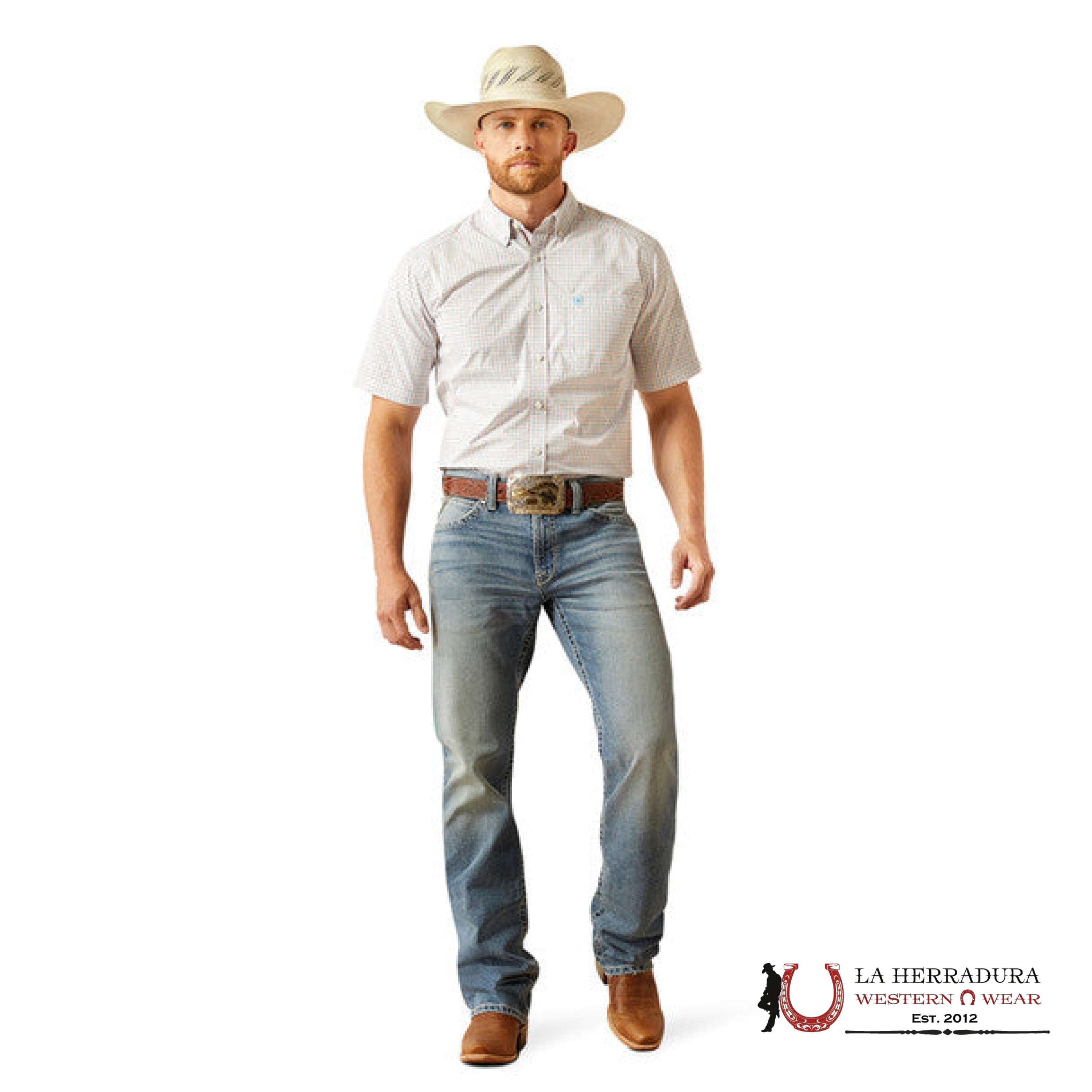 ARIAT MENS Pro Simon Short Sleeve White Shirt - 8944 ROPA HOMBRES
