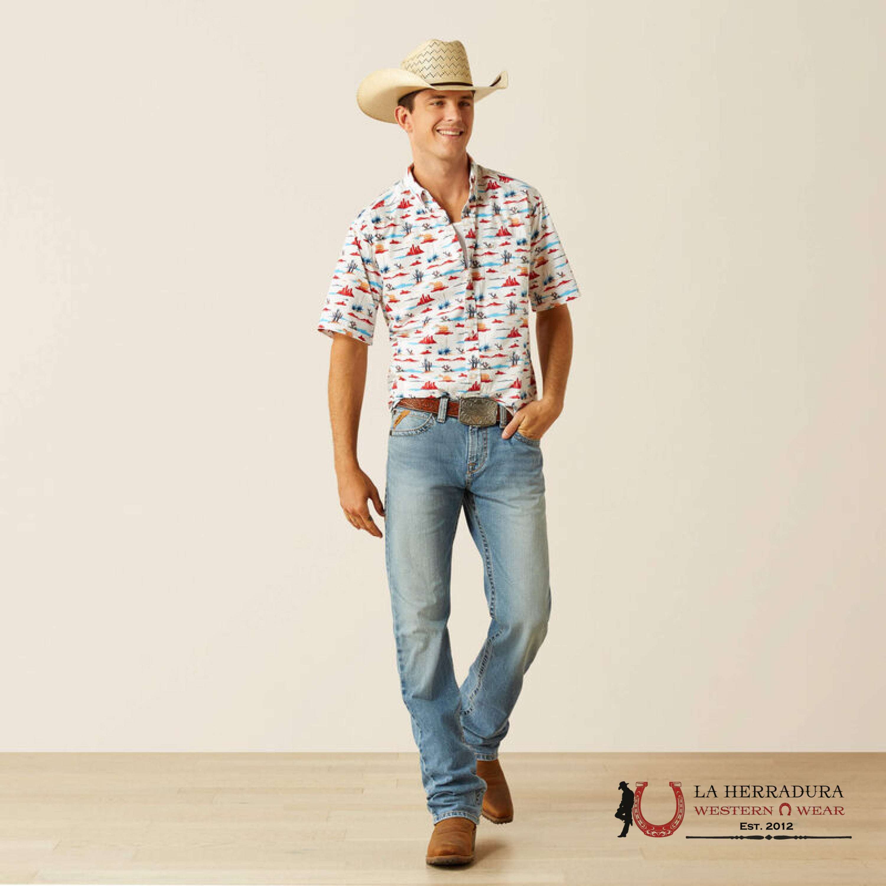 ARIAT MENS Scout White Western Print Shirt - 9016 ROPA HOMBRES