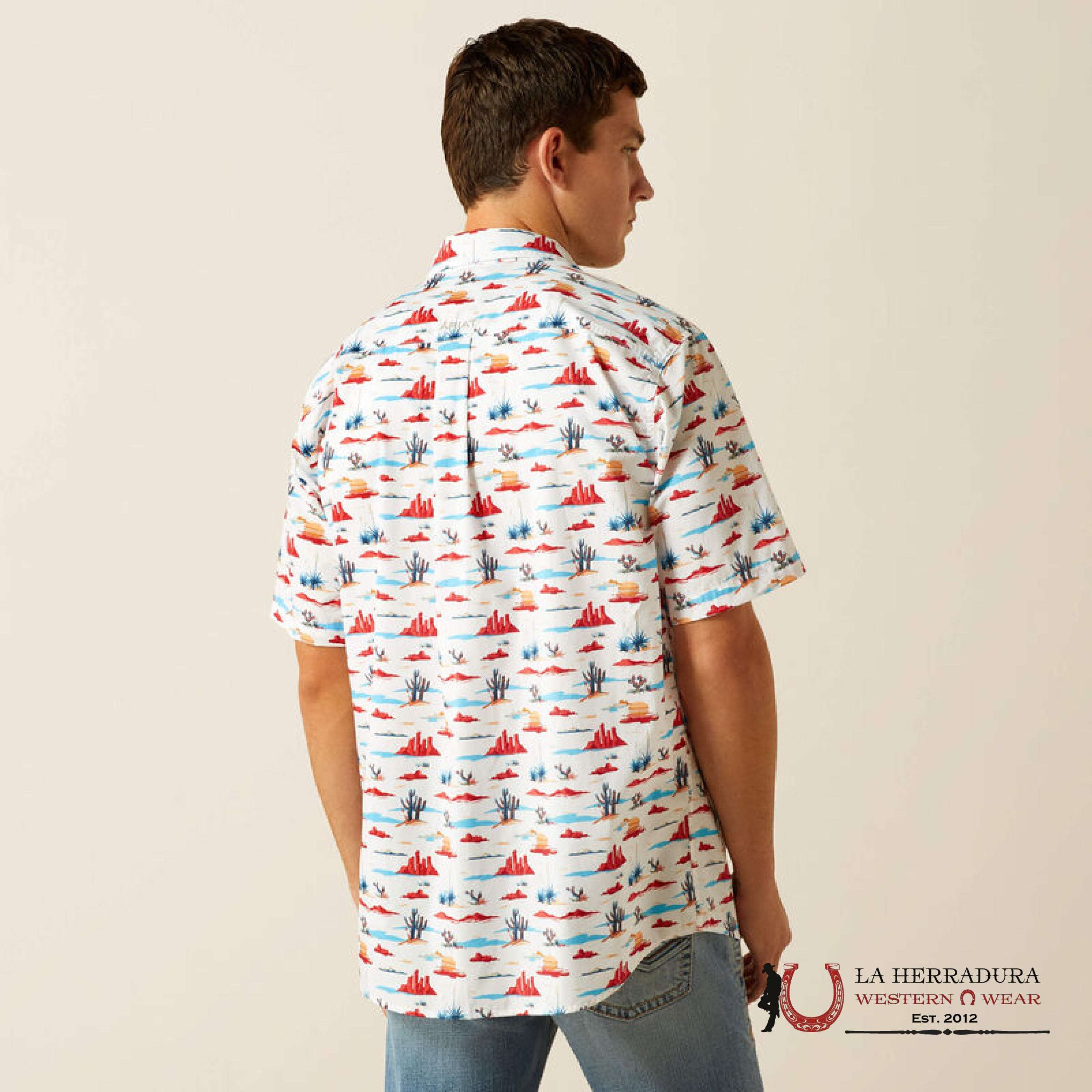 ARIAT MENS Scout White Western Print Shirt - 9016 ROPA HOMBRES