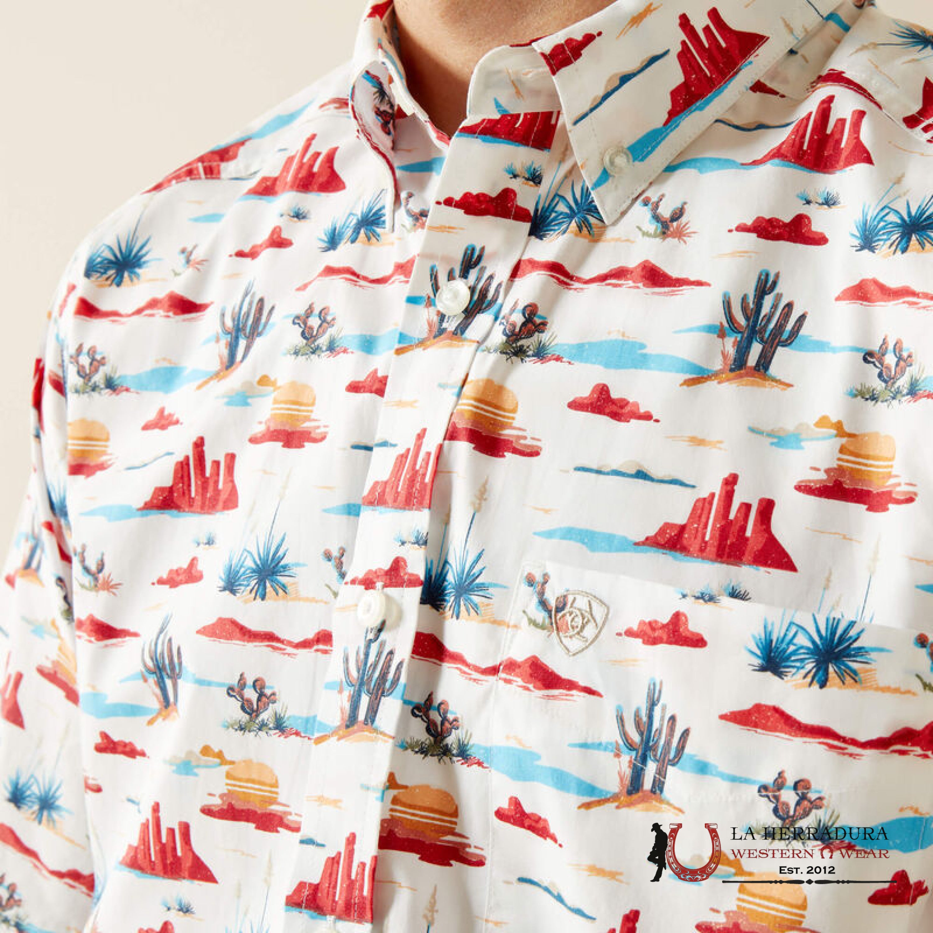 ARIAT MENS Scout White Western Print Shirt - 9016 ROPA HOMBRES