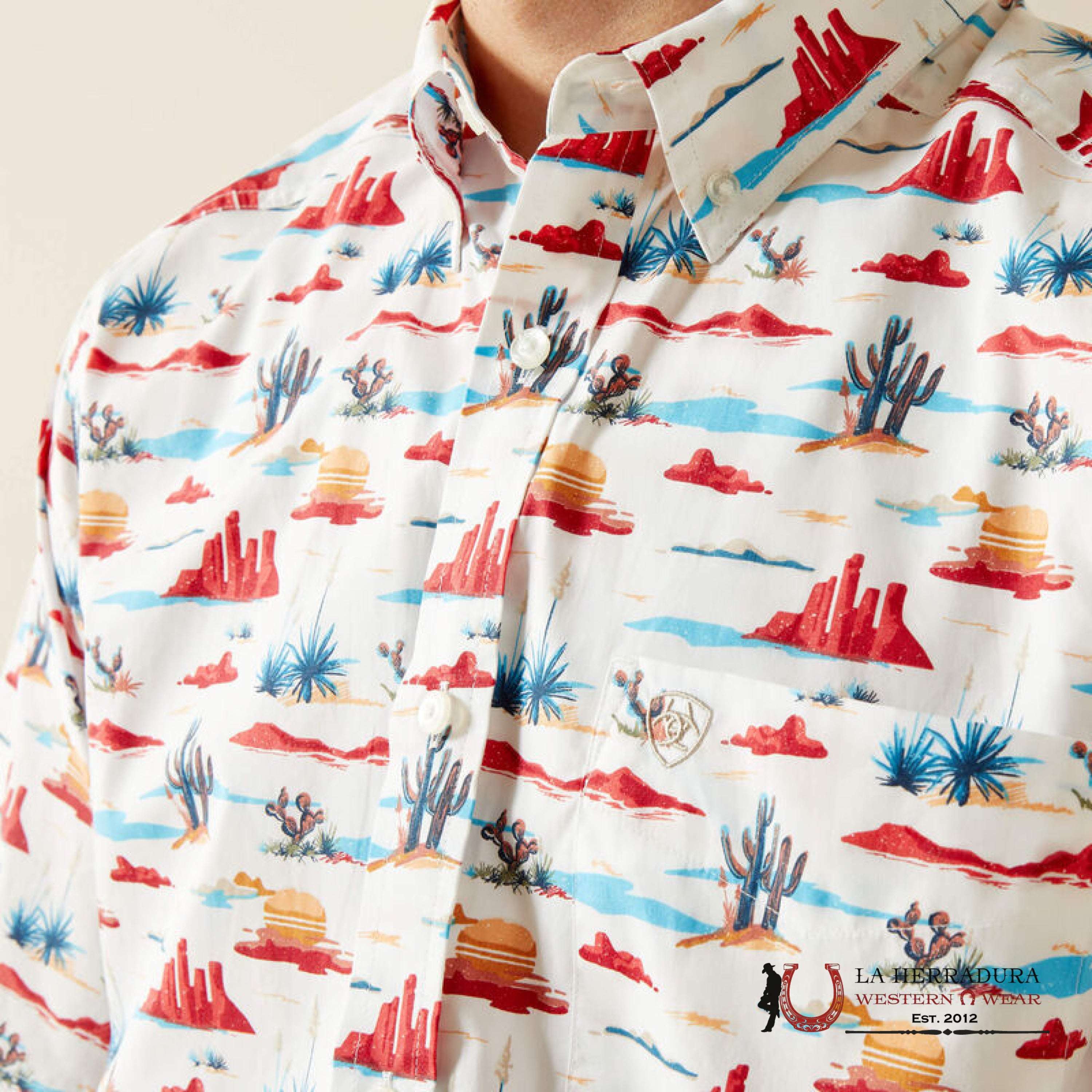 ARIAT MENS Scout White Western Print Shirt - 9016 ROPA HOMBRES