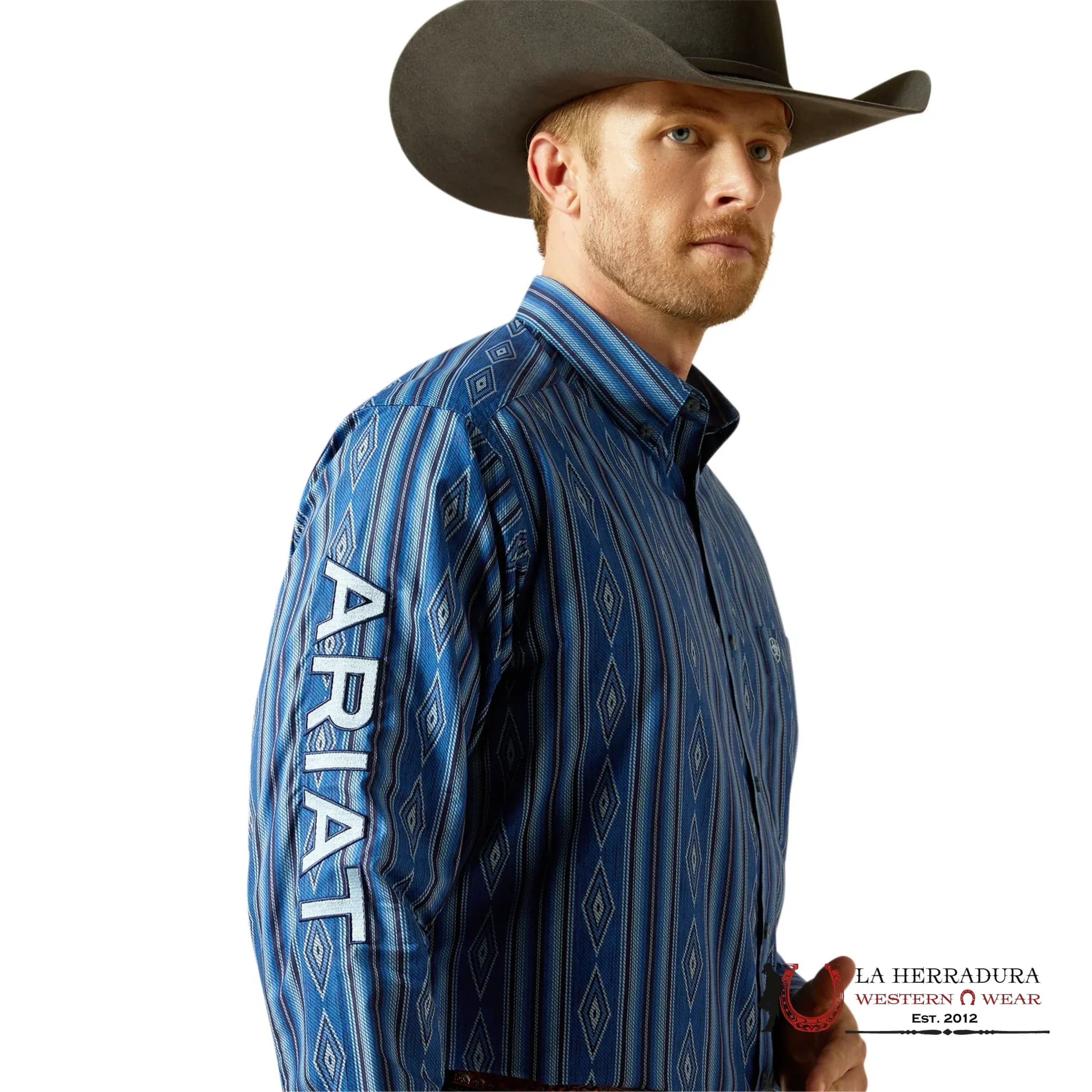 ARIAT MENS Shiloh Long Sleeve Blue light/Blue Aztec Print Shirt 10062252 ROPA HOMBRES