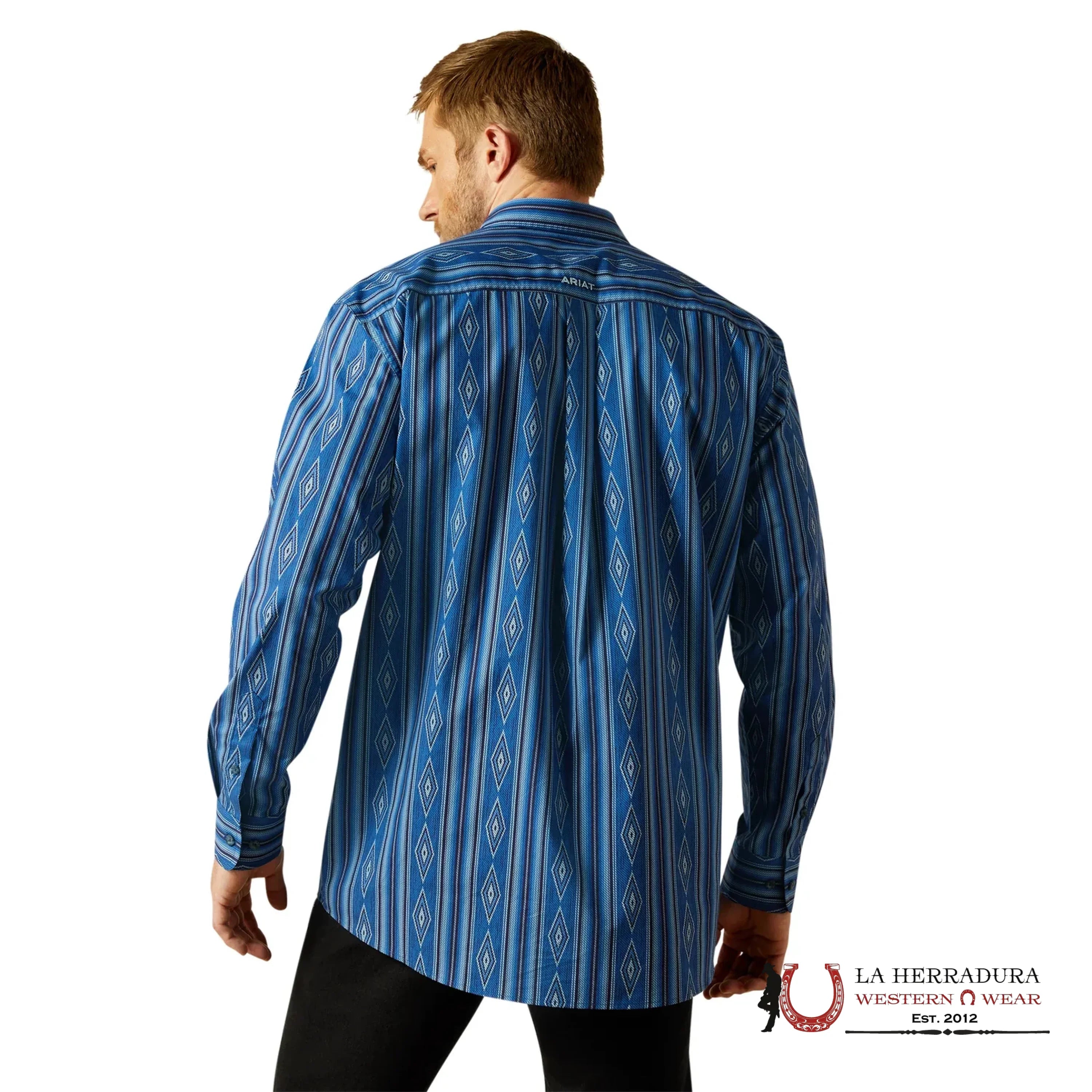 ARIAT MENS Shiloh Long Sleeve Blue light/Blue Aztec Print Shirt 10062252 ROPA HOMBRES
